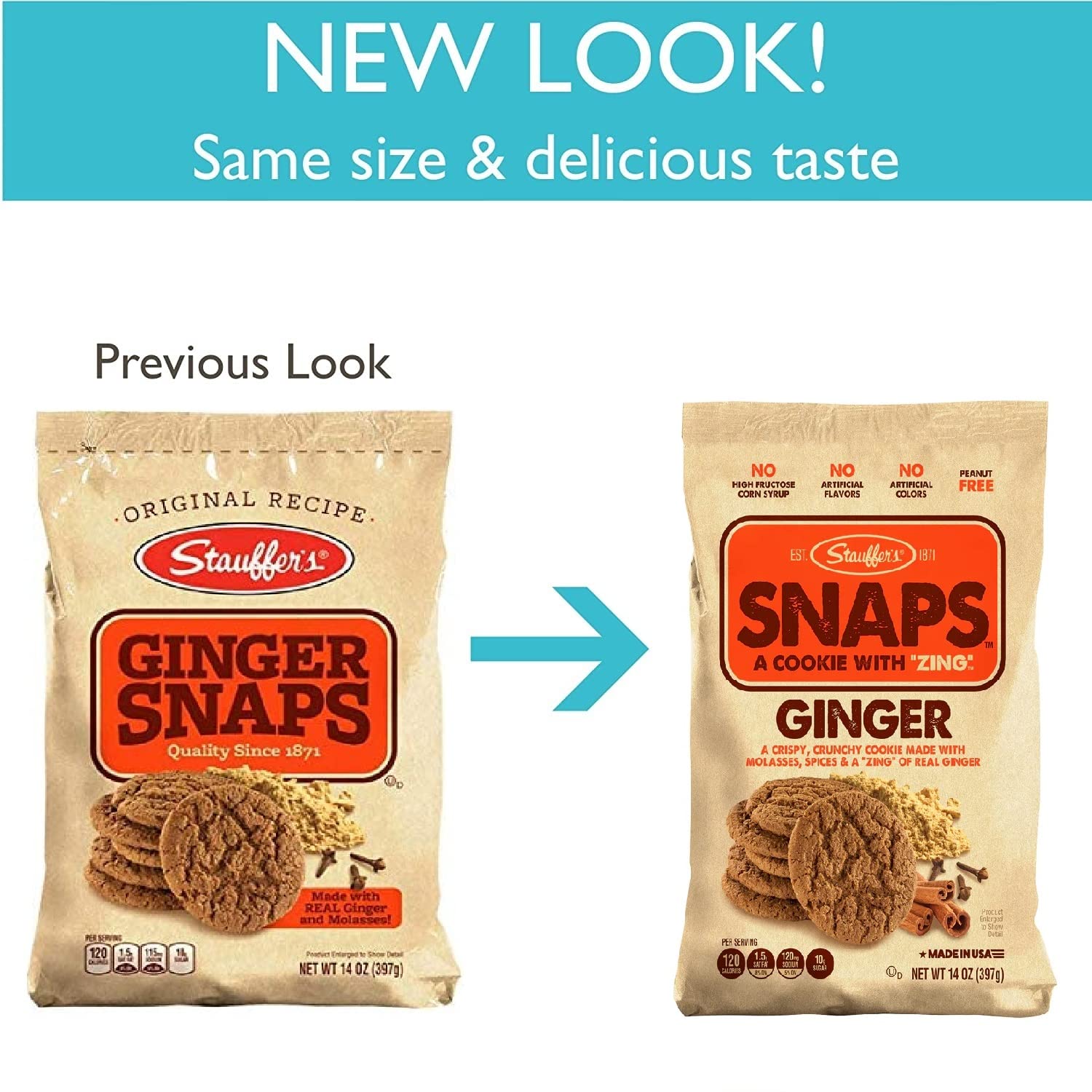 Stauffer's Ginger Snaps close-up texture shows real ginger for bold flavor.