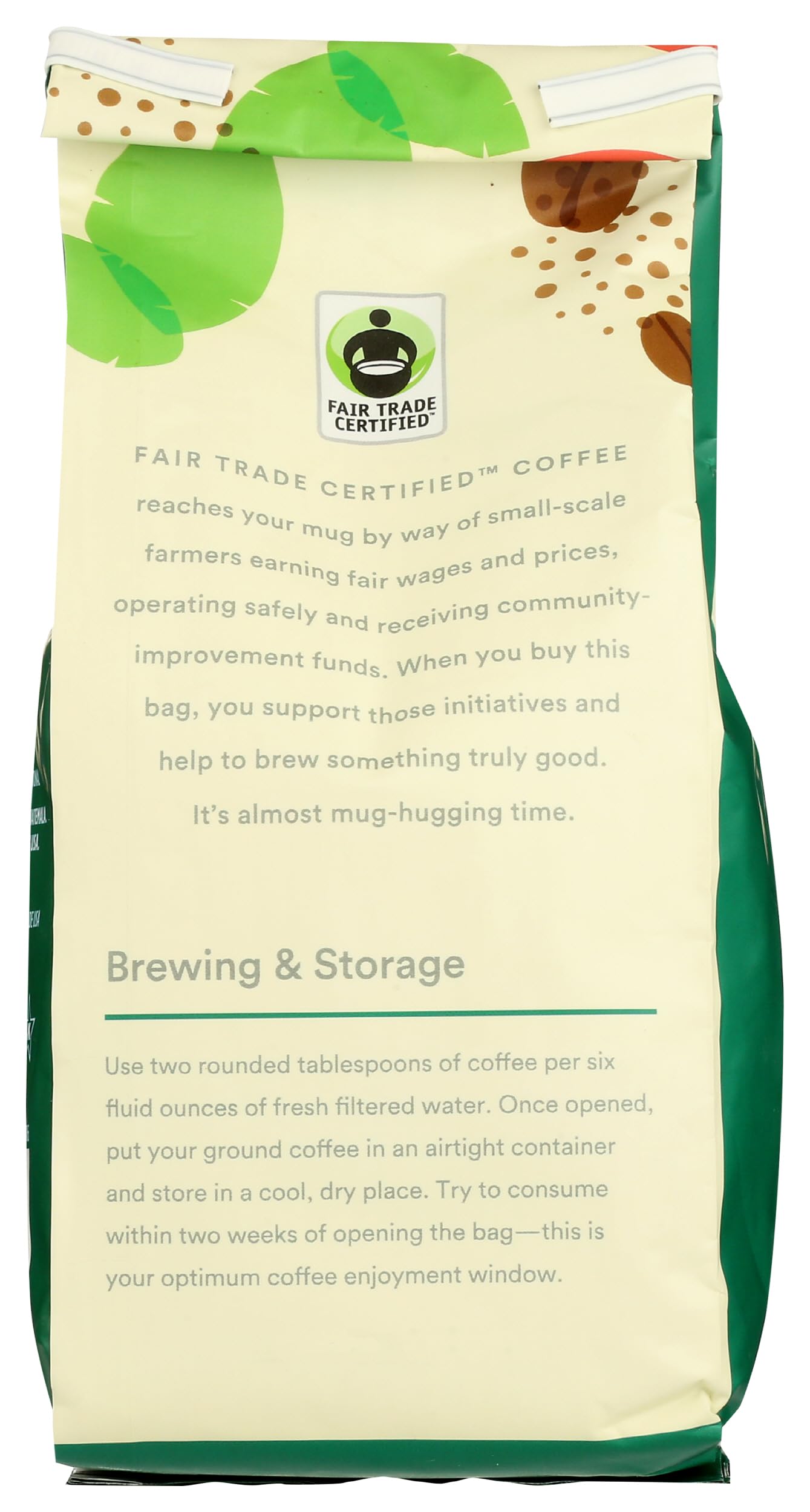 Steam rising from 365 mocha ground coffee highlights rich flavor.