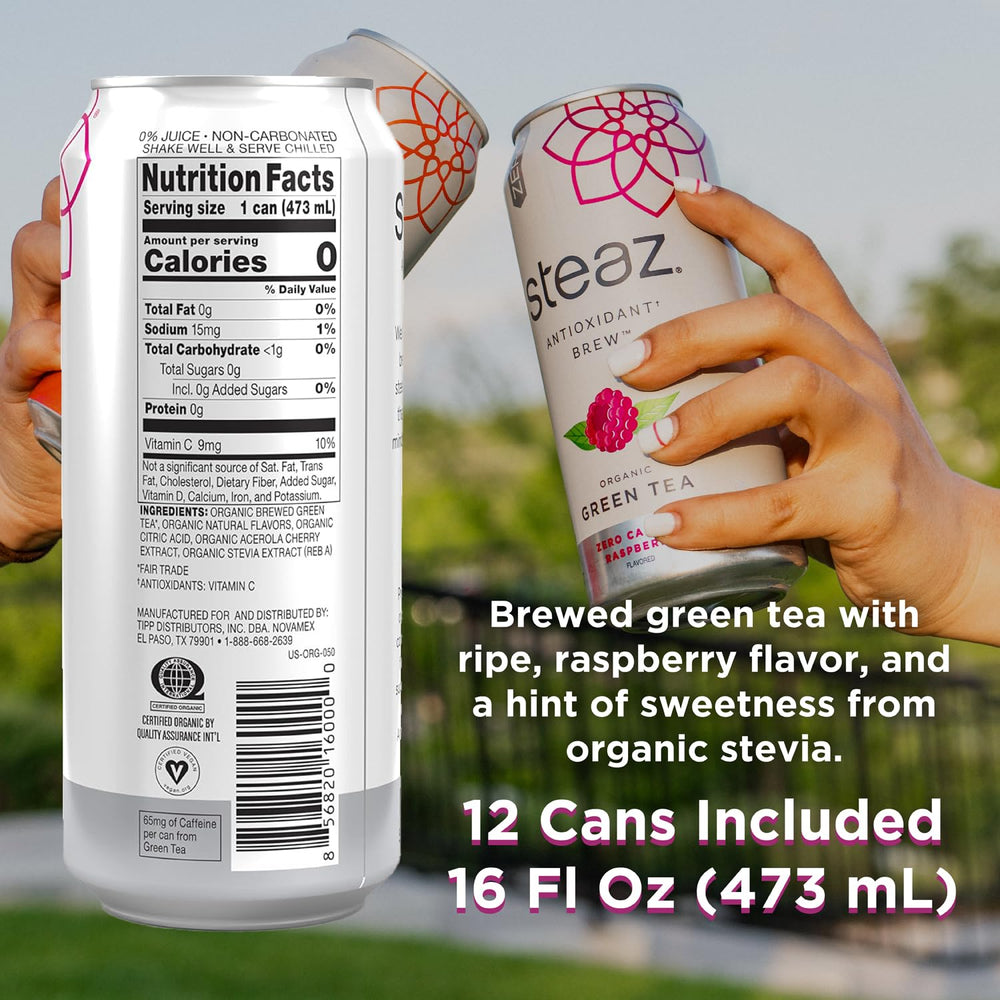 Steaz Green Tea can delivering natural energy with 65 mg caffeine