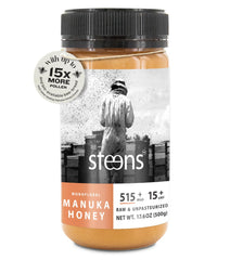 Steens Manuka Honey jar with MGO 515, ideal as a natural sweetener.