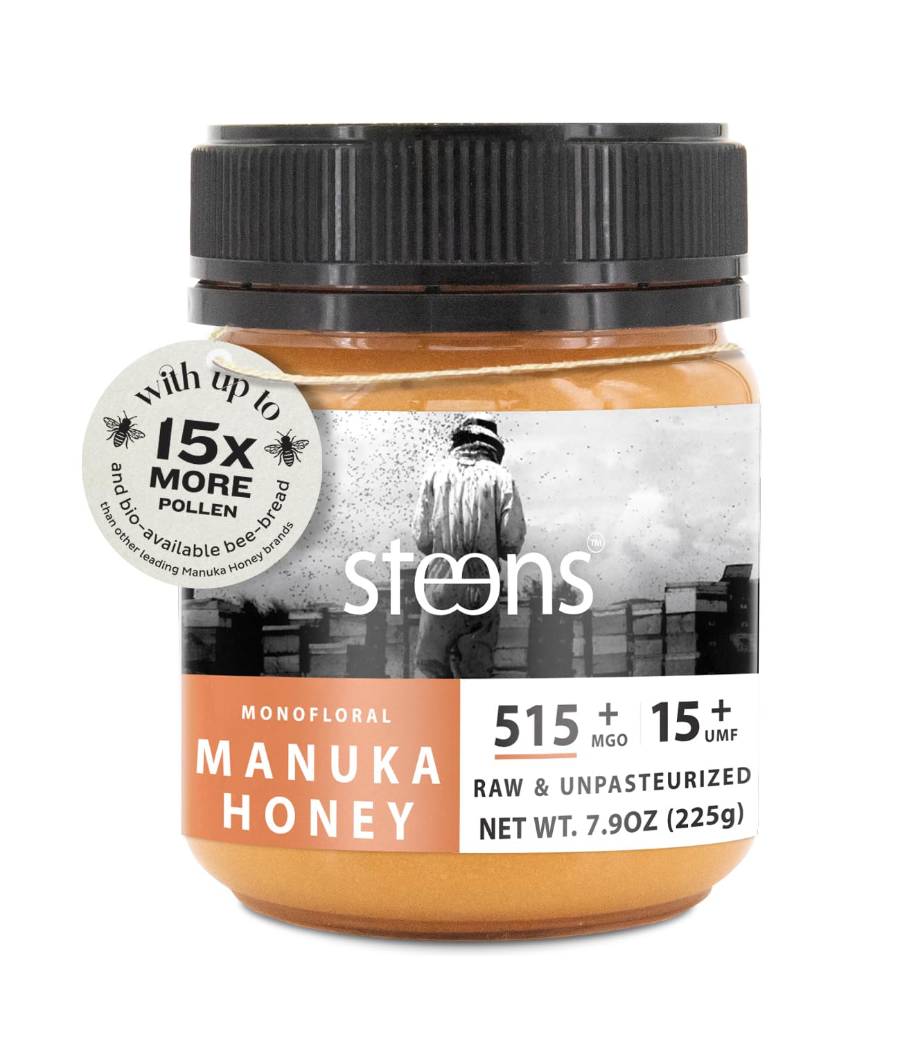 Steens Manuka Honey raw bottle close-up showing natural texture and aroma