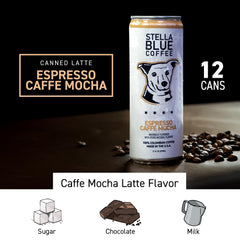 Stella Blue 11oz can highlights gluten-free formula and 8g protein for a quick boost.