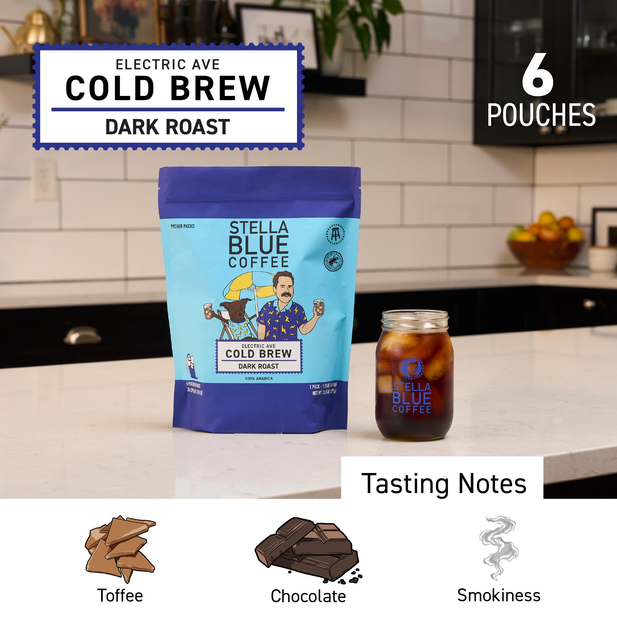 Stella Blue Electric Ave brew packets six-pack simplify cold brew preparation