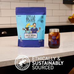 Stella Blue Electric Ave steeped cold brew ready to chill and serve