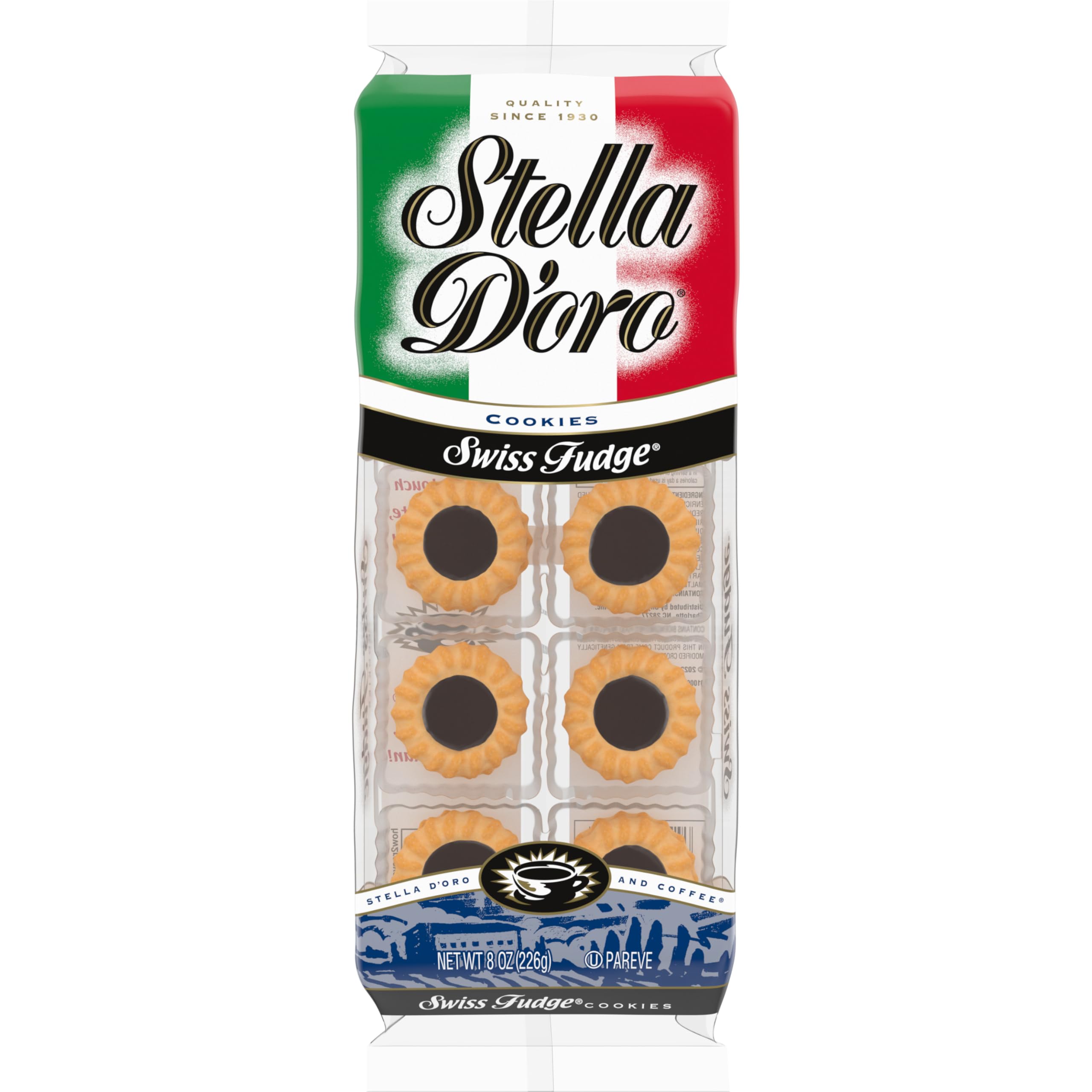 Stella D'oro Swiss Fudge star-shaped cookie with chocolate center, perfect with coffee.