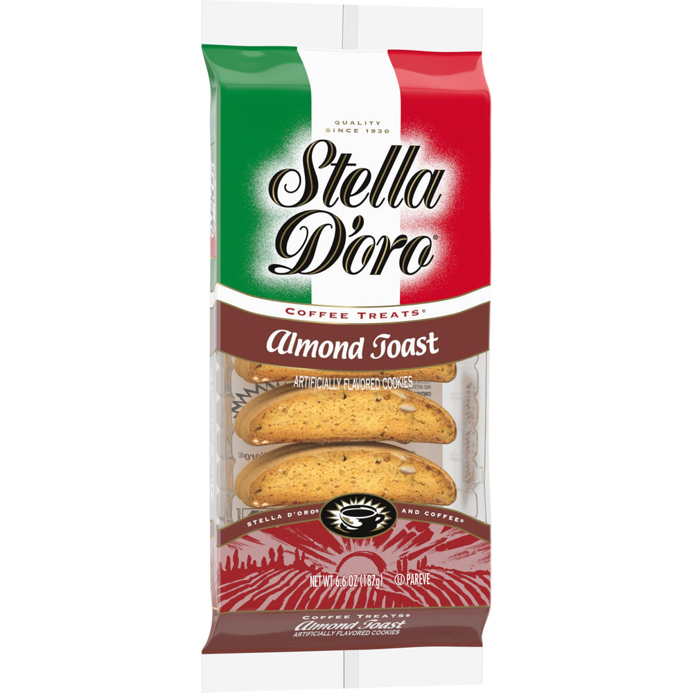 Stella D'oro Almond Toast Coffee Treats on breakfast tray for quick snacks.