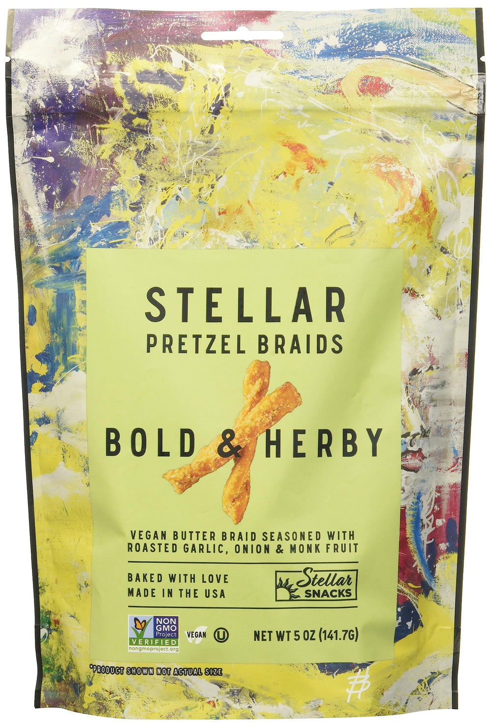 Stellar Braids Bold Herby pretzel packshot for convenient on the go snacking