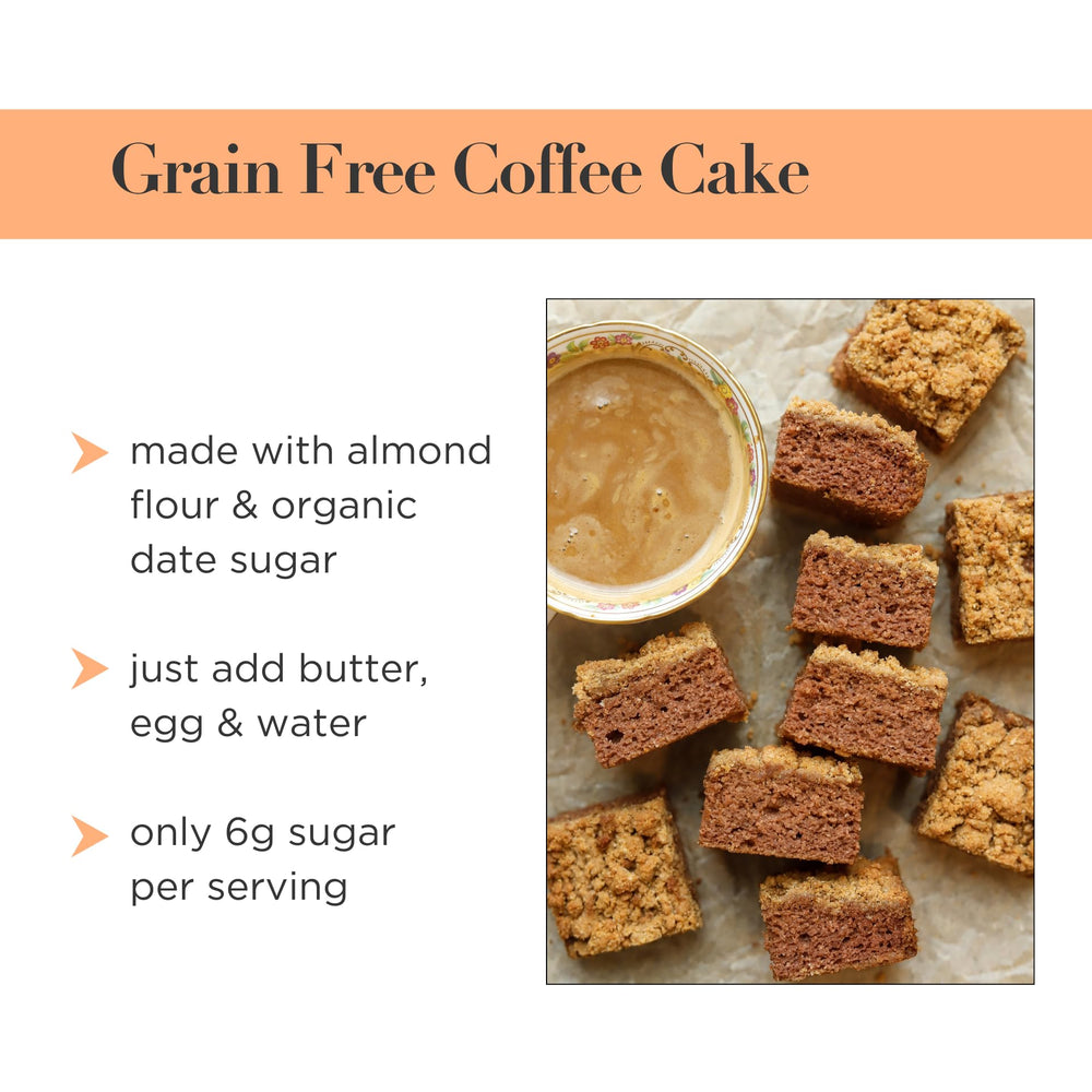 Stellar Eats gluten-free coffee cake mix shown in a bowl.