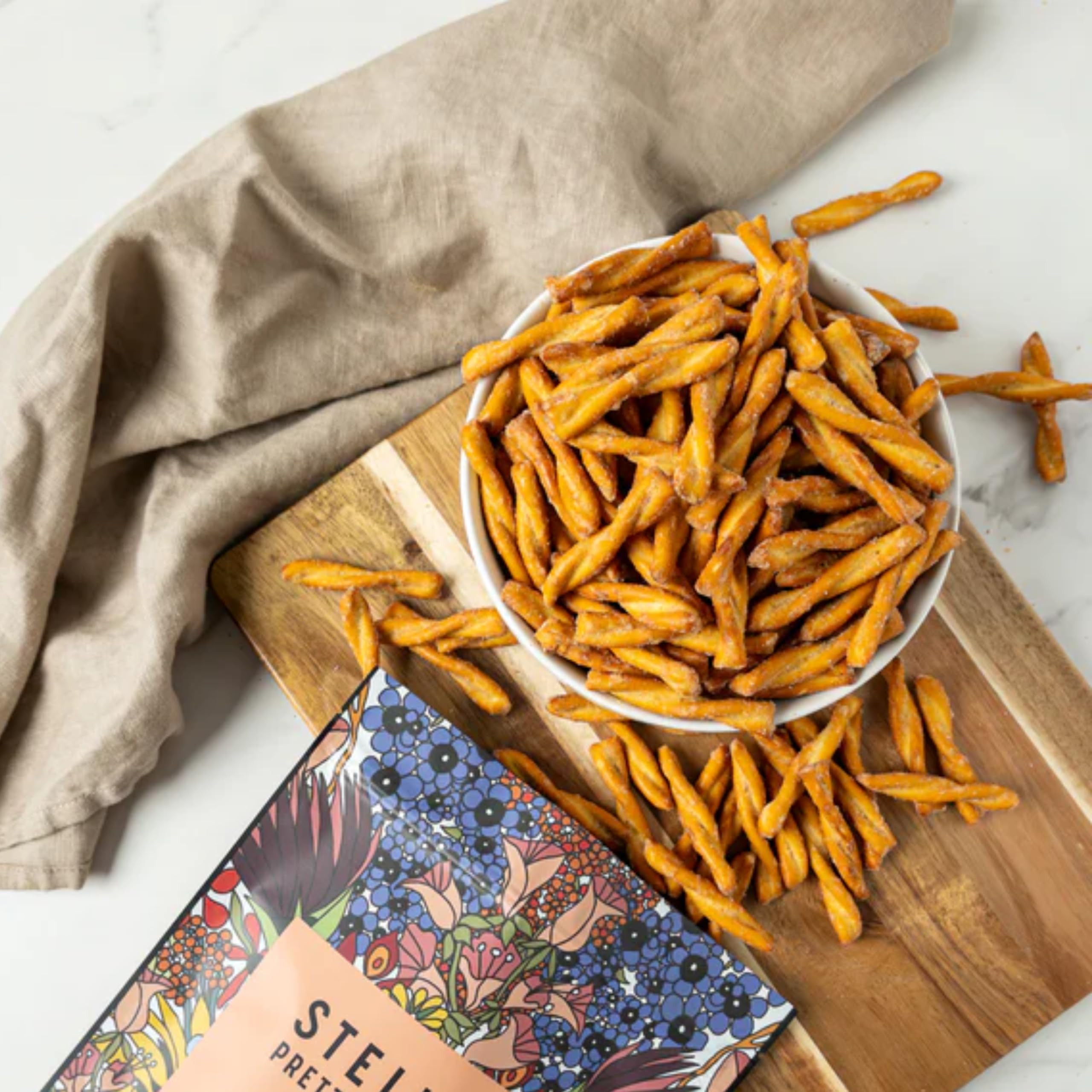 Stellar Snacks Maui Monk pretzel braids dipping pairing ideas with dips.
