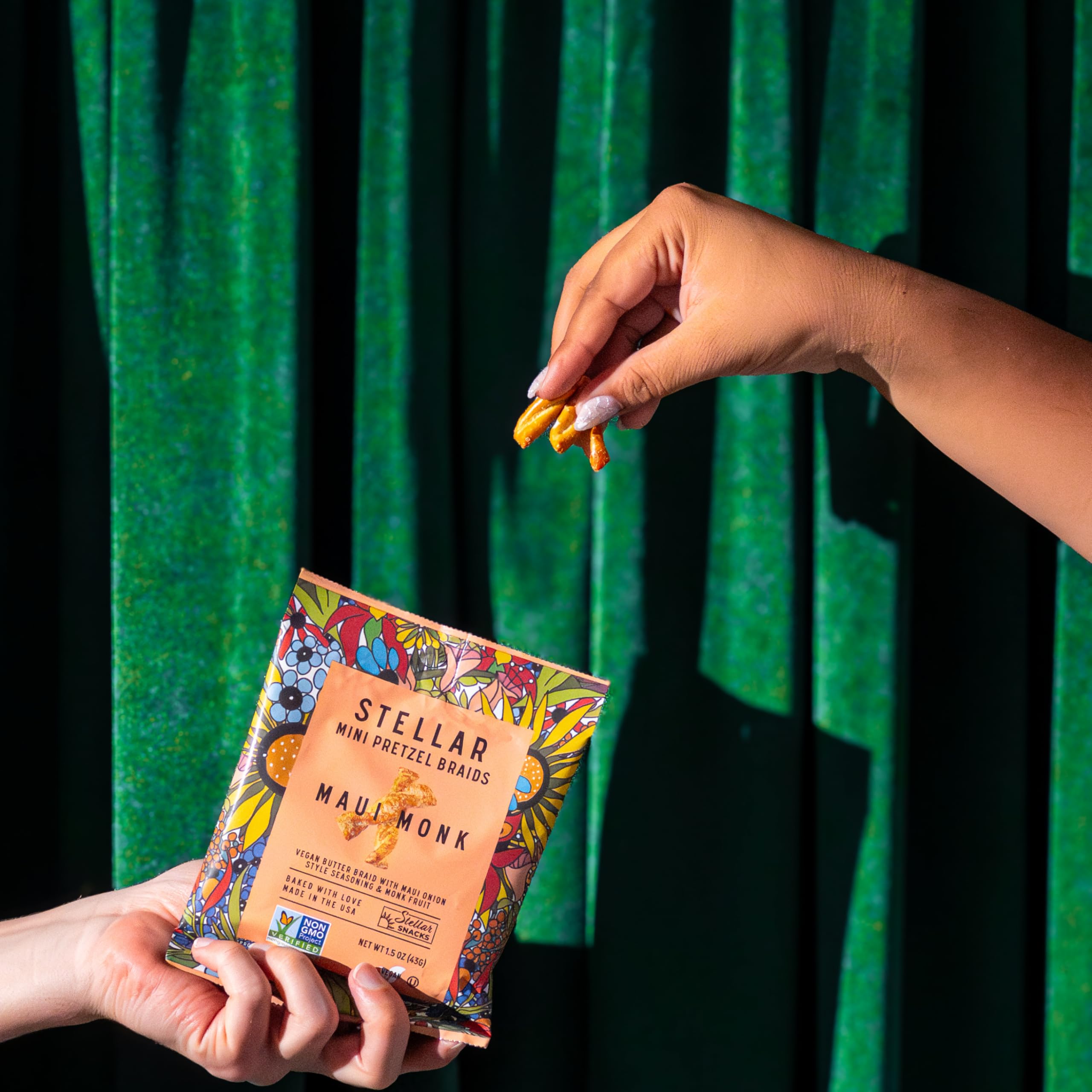 Gift-ready Stellar Snacks mini pretzel braids pack on shelf