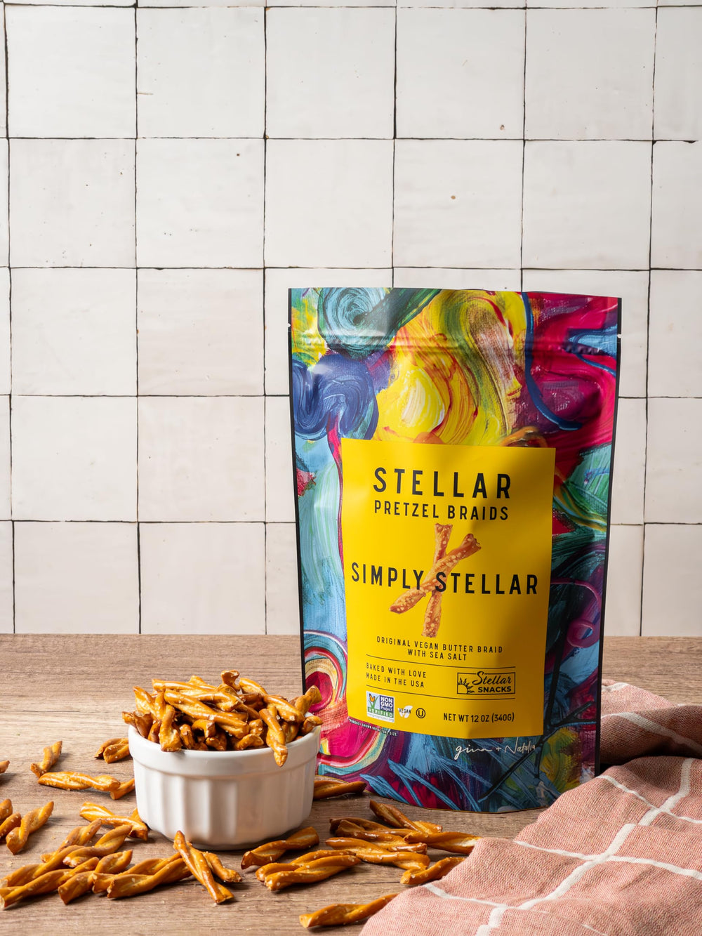 Stellar Snacks Pretzel Braids 12oz pack displayed for pantry use