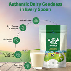 Stellar Whole Milk Powder reconstituted into milk in a glass