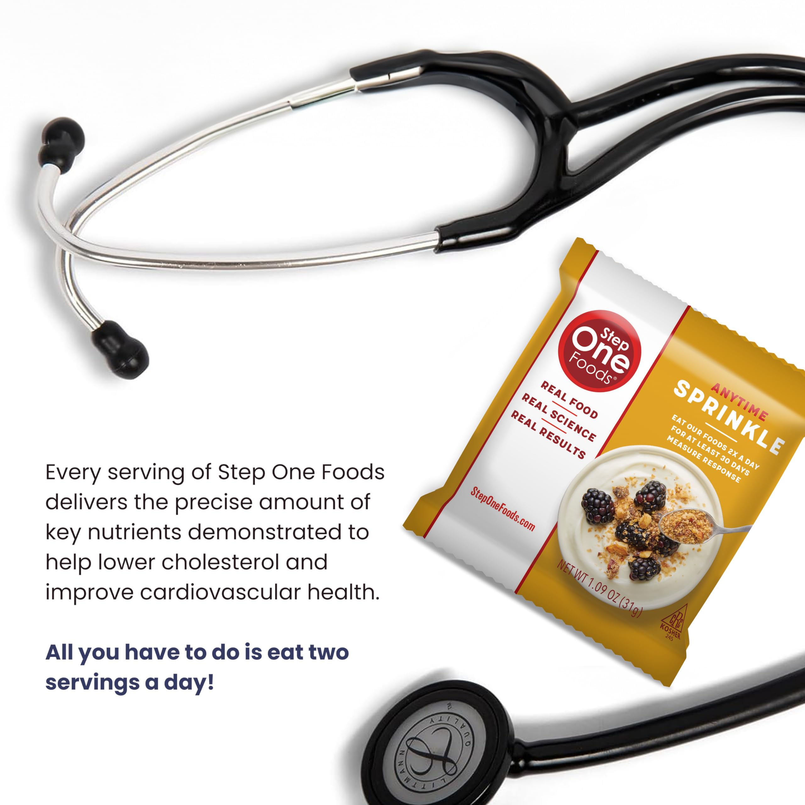 Step One Foods Anytime Sprinkle gluten-free vegan label highlights plant-based quality.