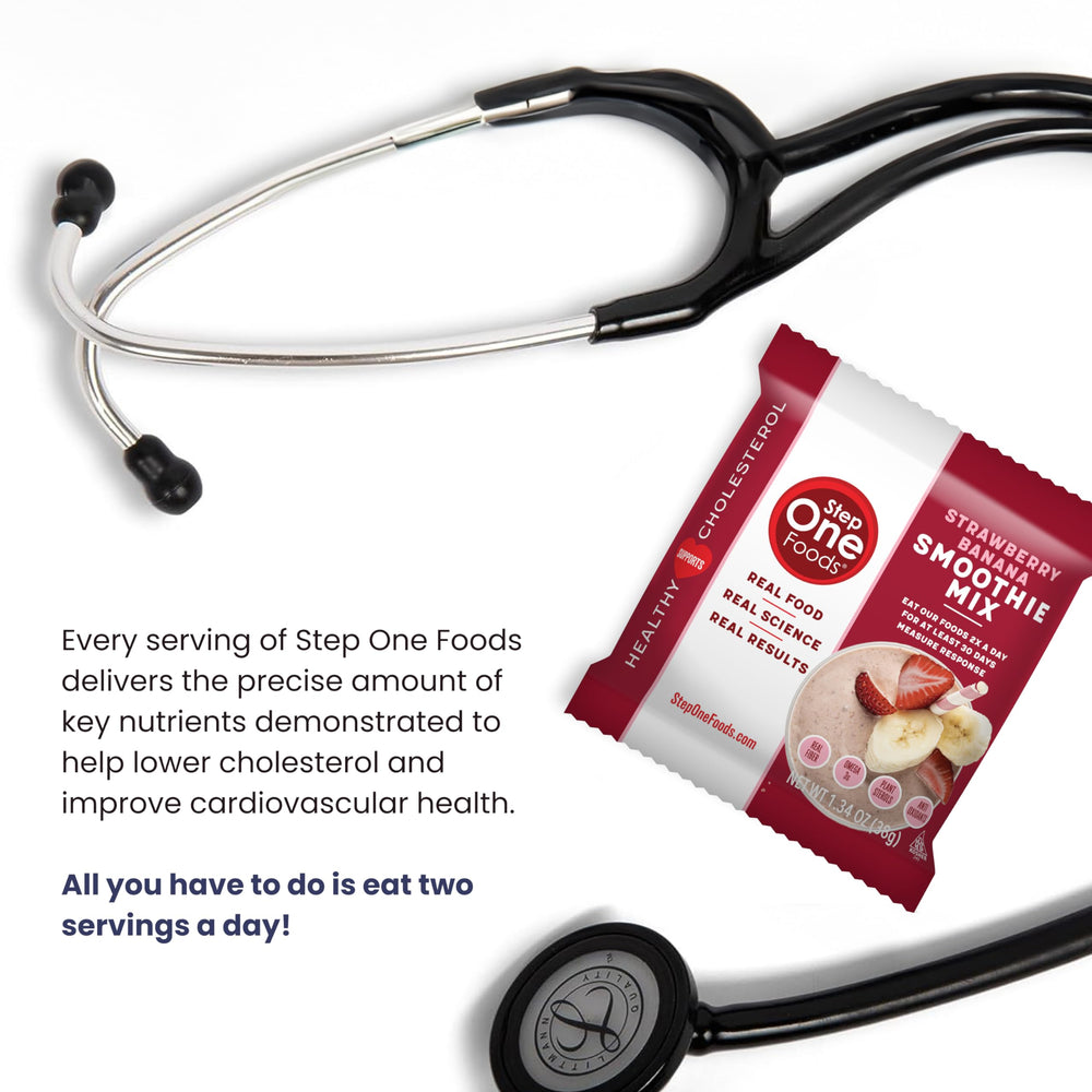 Step One Foods cardiologist-formulated blend reflects expert-driven nutrition in a tasty smoothie mix.