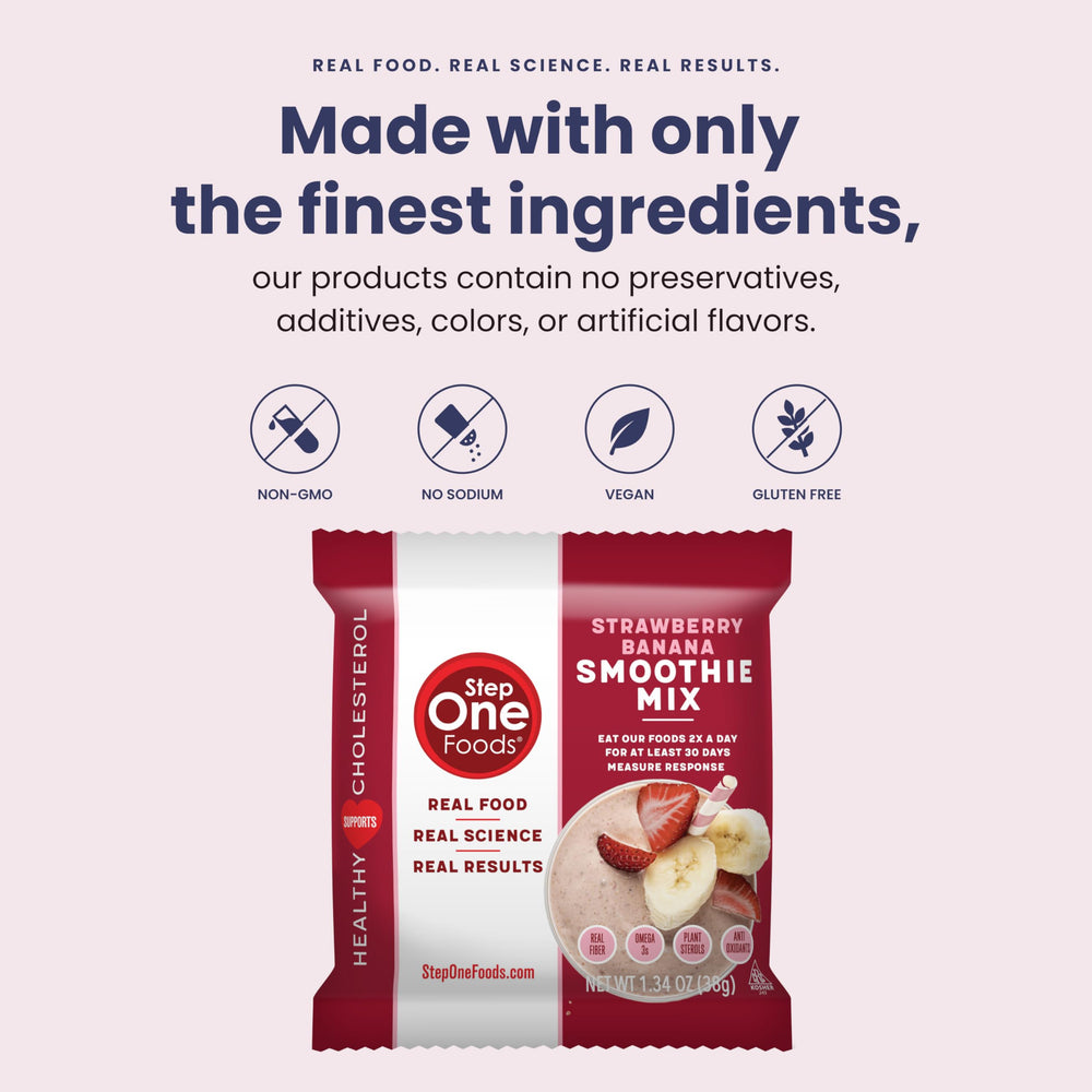 Step One Foods gluten-free vegan non-GMO label signals clean, plant-based ingredients.