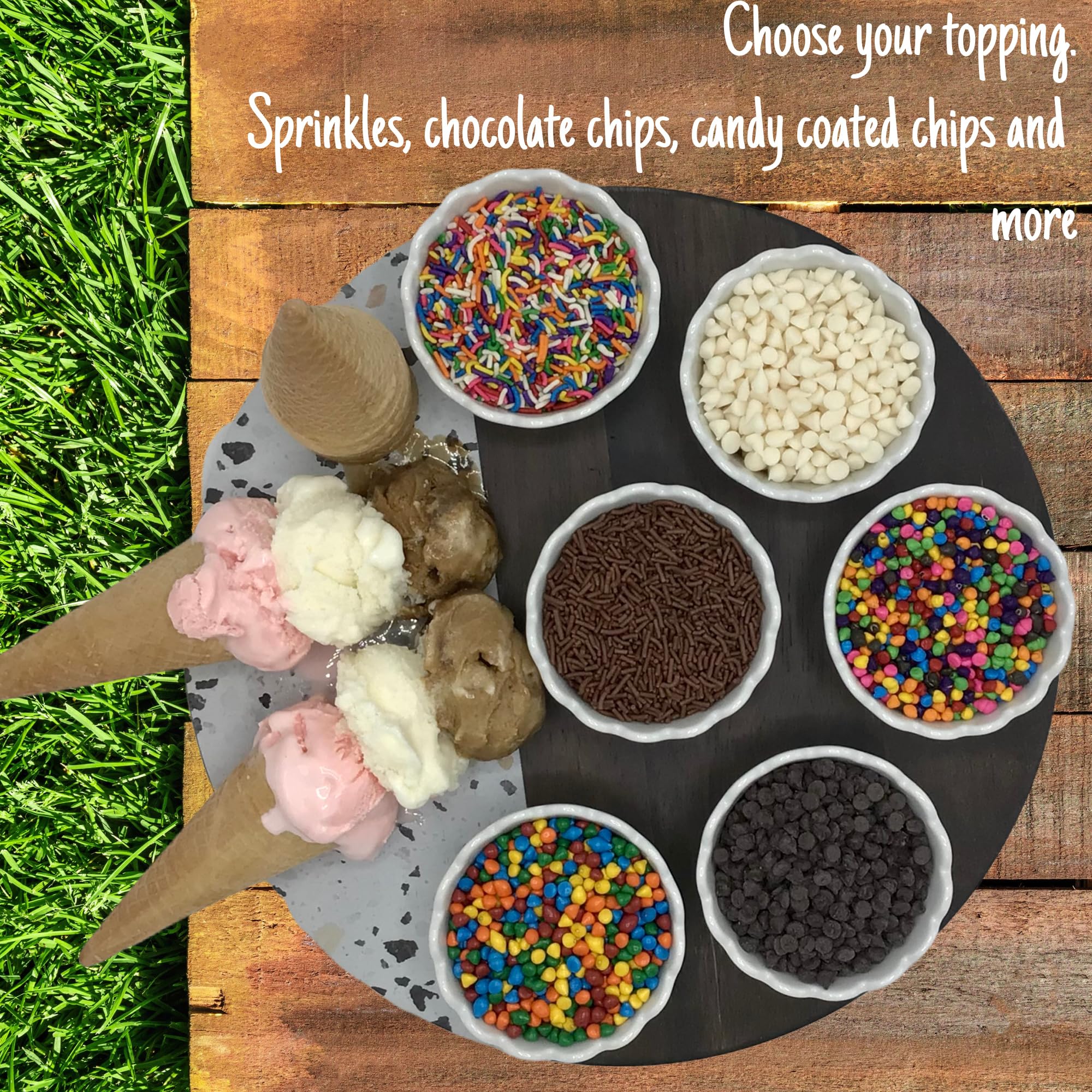 Sterns Bakery display of treats using rainbow candy coated chips inspires party ideas