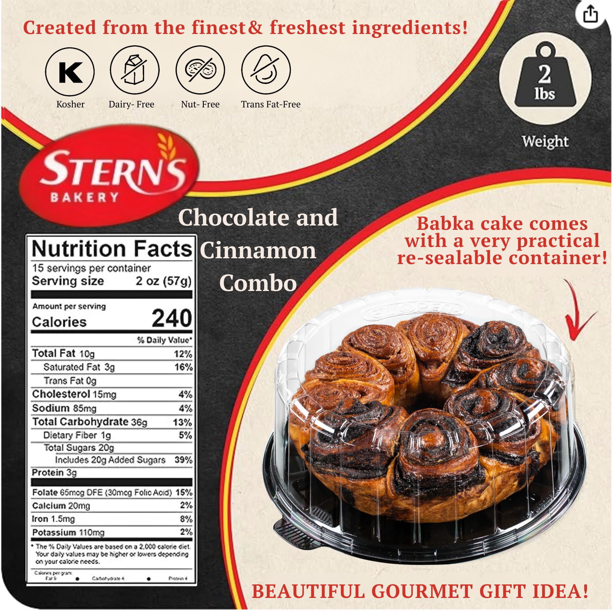 Sterns Bakery Artisan Babka half cinnamon swirl highlights warm spice and cozy coffee pairings.