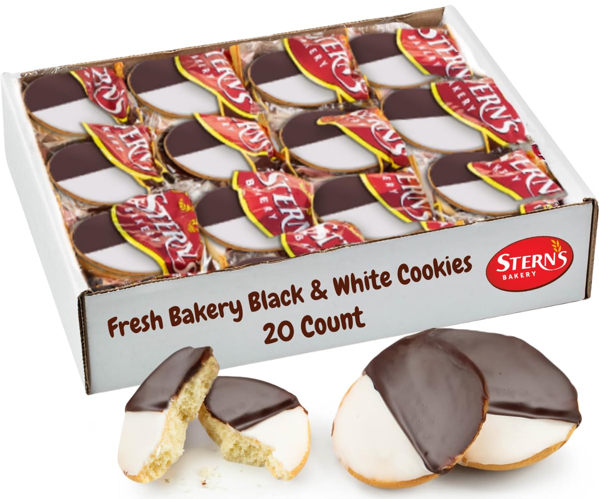 Stern’s Bakery Black and White Cookies box front, ideal for on-the-go snacking.