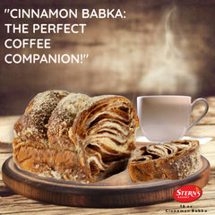 Stern's Bakery Cinnamon Babka on a fresh bakery display, baked daily