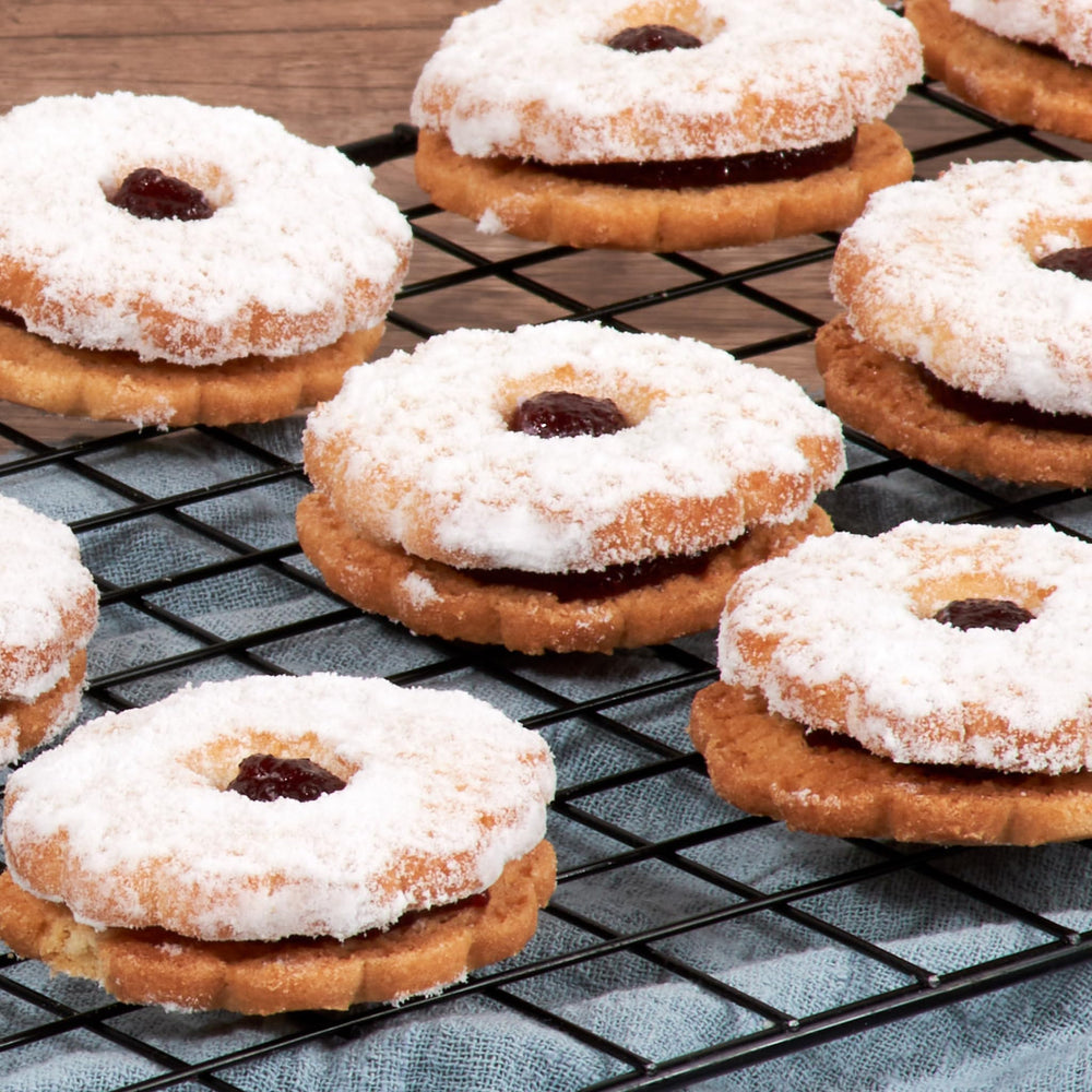 Stern's Bakery gift-ready Linzer cookies packaging for holidays