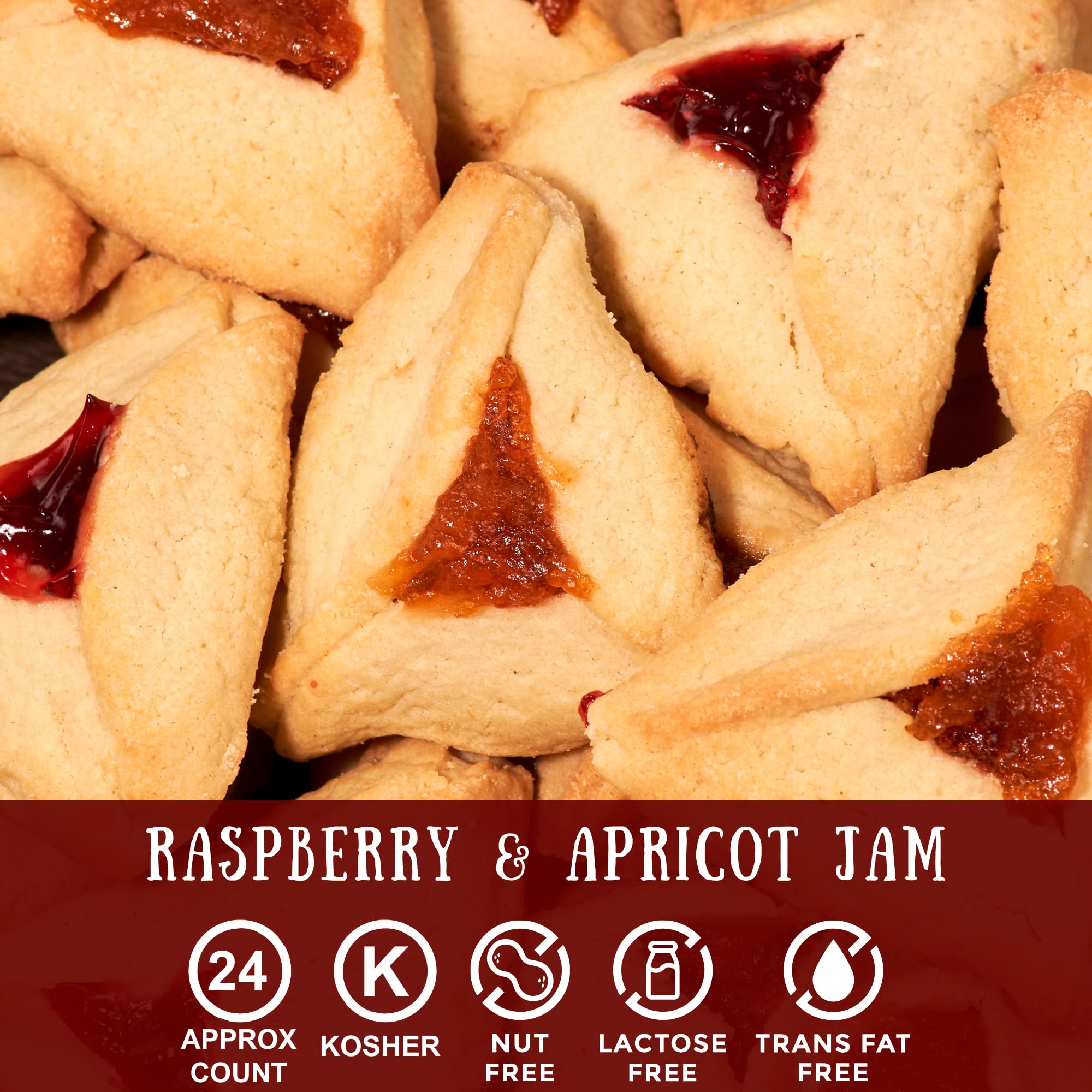 Stern's Bakery hamentaschen triangle cookie with apricot filling for brunch or gifts