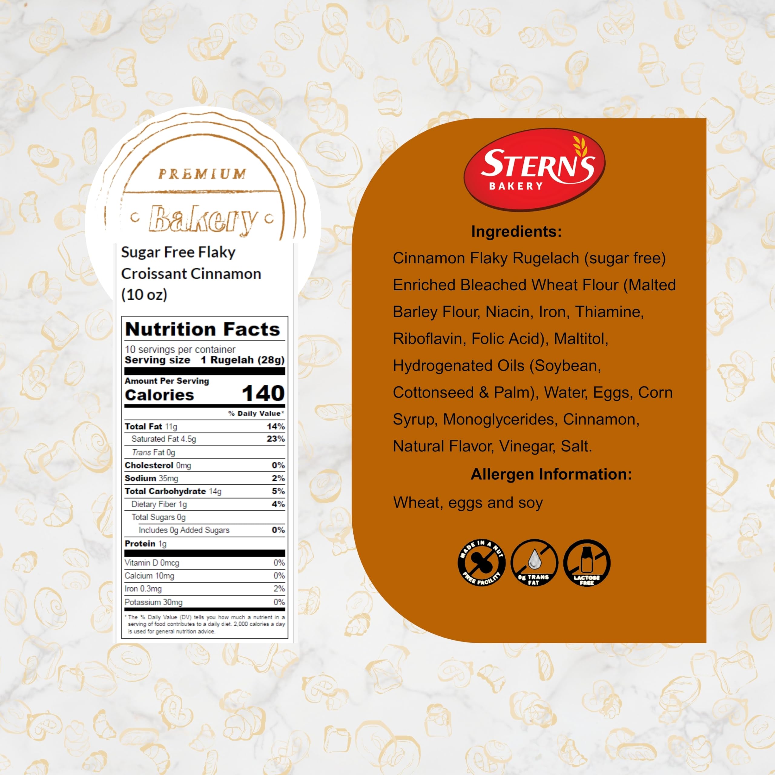 Stern's Bakery hand-rolled croissant close-up shows cinnamon filling, soft and flaky.