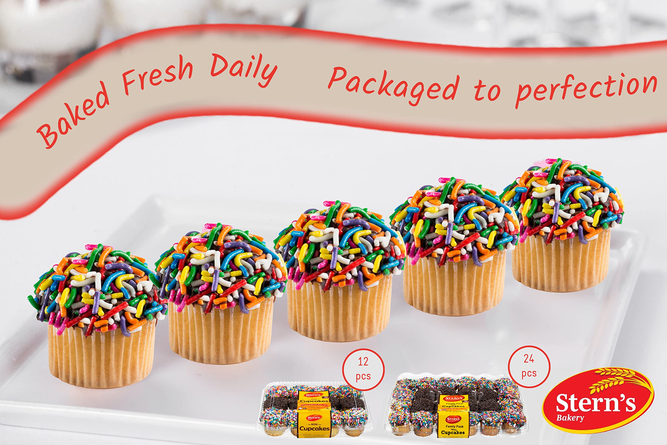 Individually wrapped Stern’s Bakery cupcakes ensuring freshness and easy sharing
