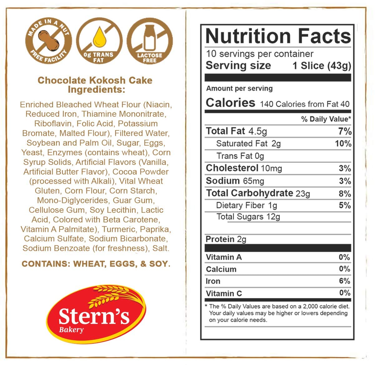 Sterns Bakery kokosh cake slice showing moist layers and chocolate filling