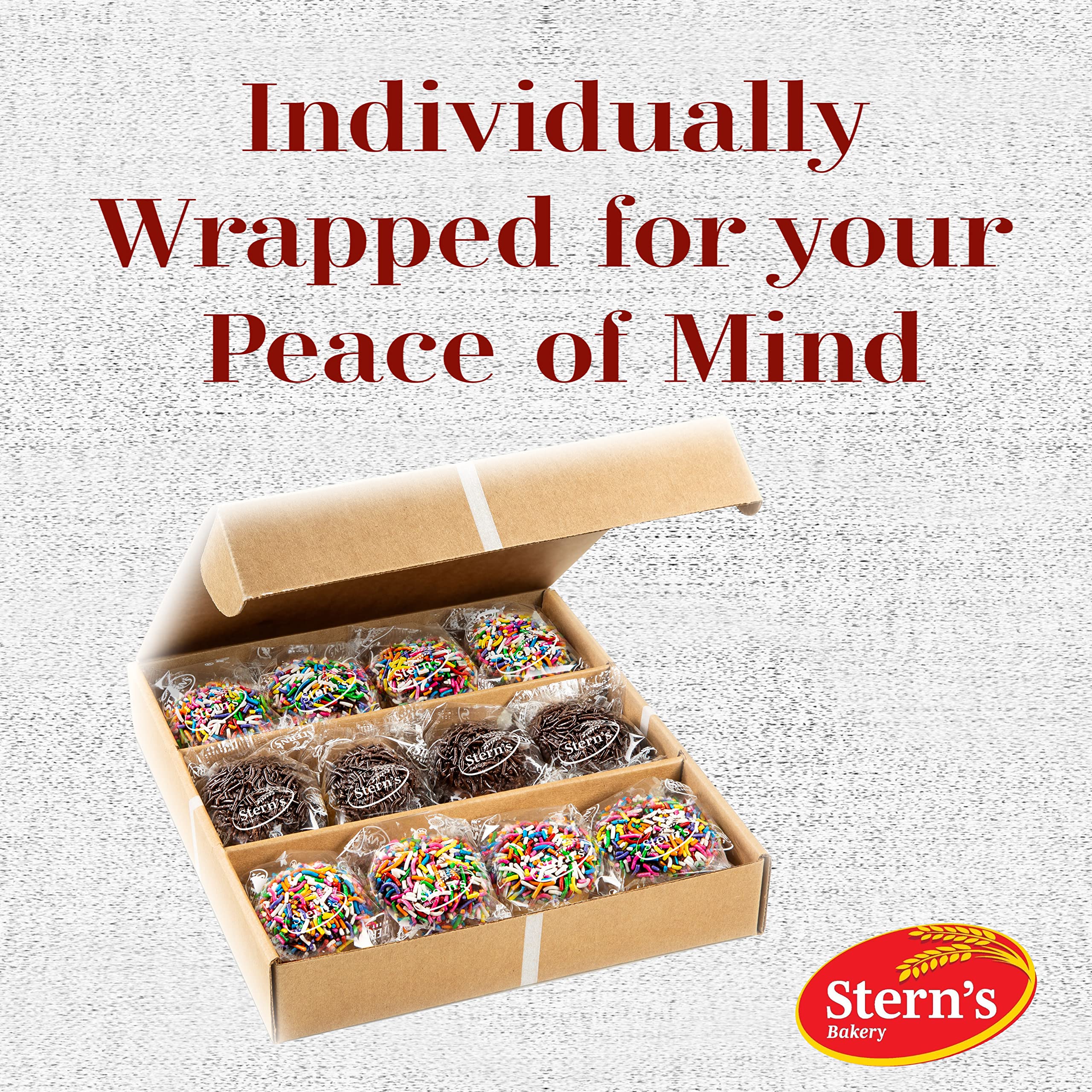 Stern’s Bakery 12-count mini cupcakes with rainbow sprinkles for festive occasions