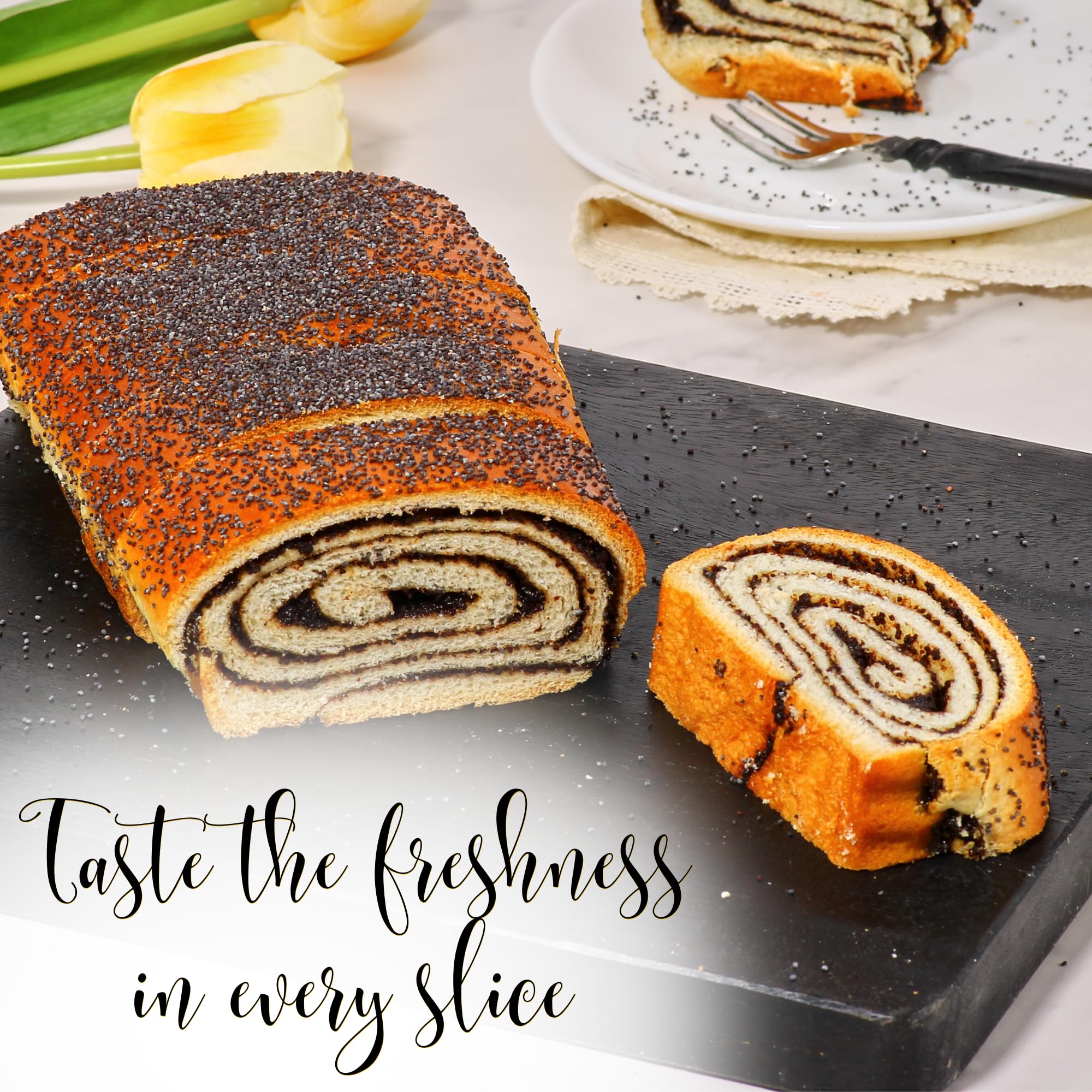 Stern's Bakery Poppy Seed Cake kosher certification label adds trust.