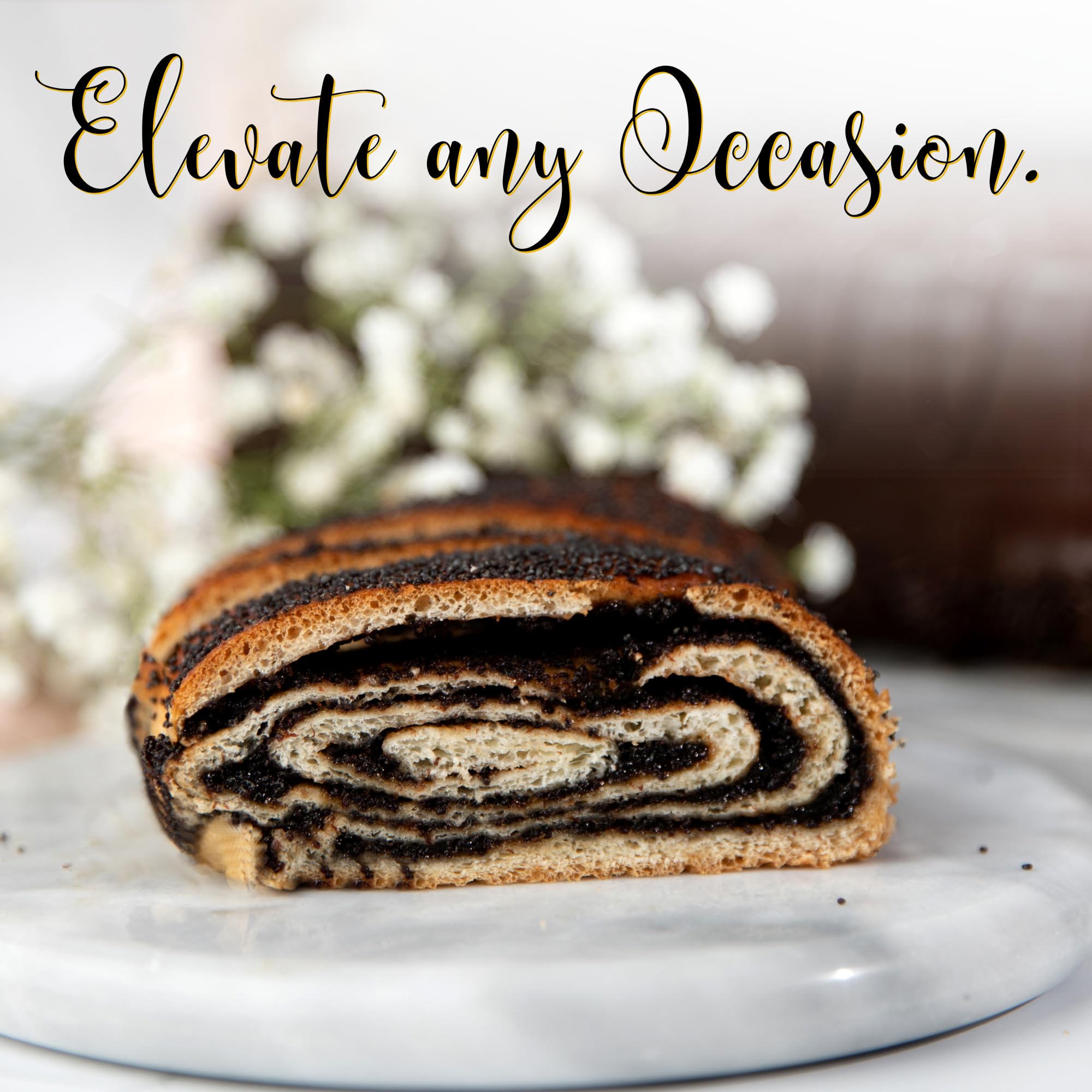 Stern's Bakery Poppy Seed Cake packaged, ready for gifting or sharing.