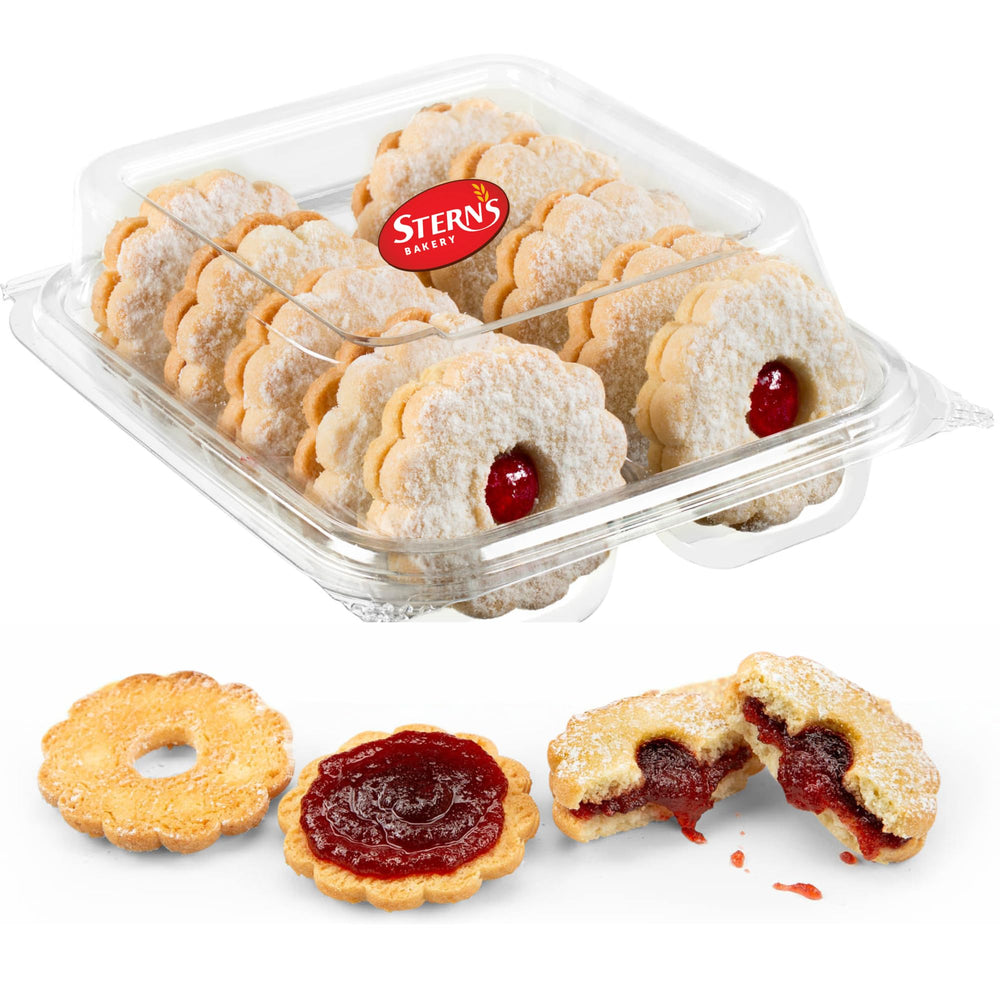 Stern's Bakery raspberry linzer cookies with jam center, ideal gift