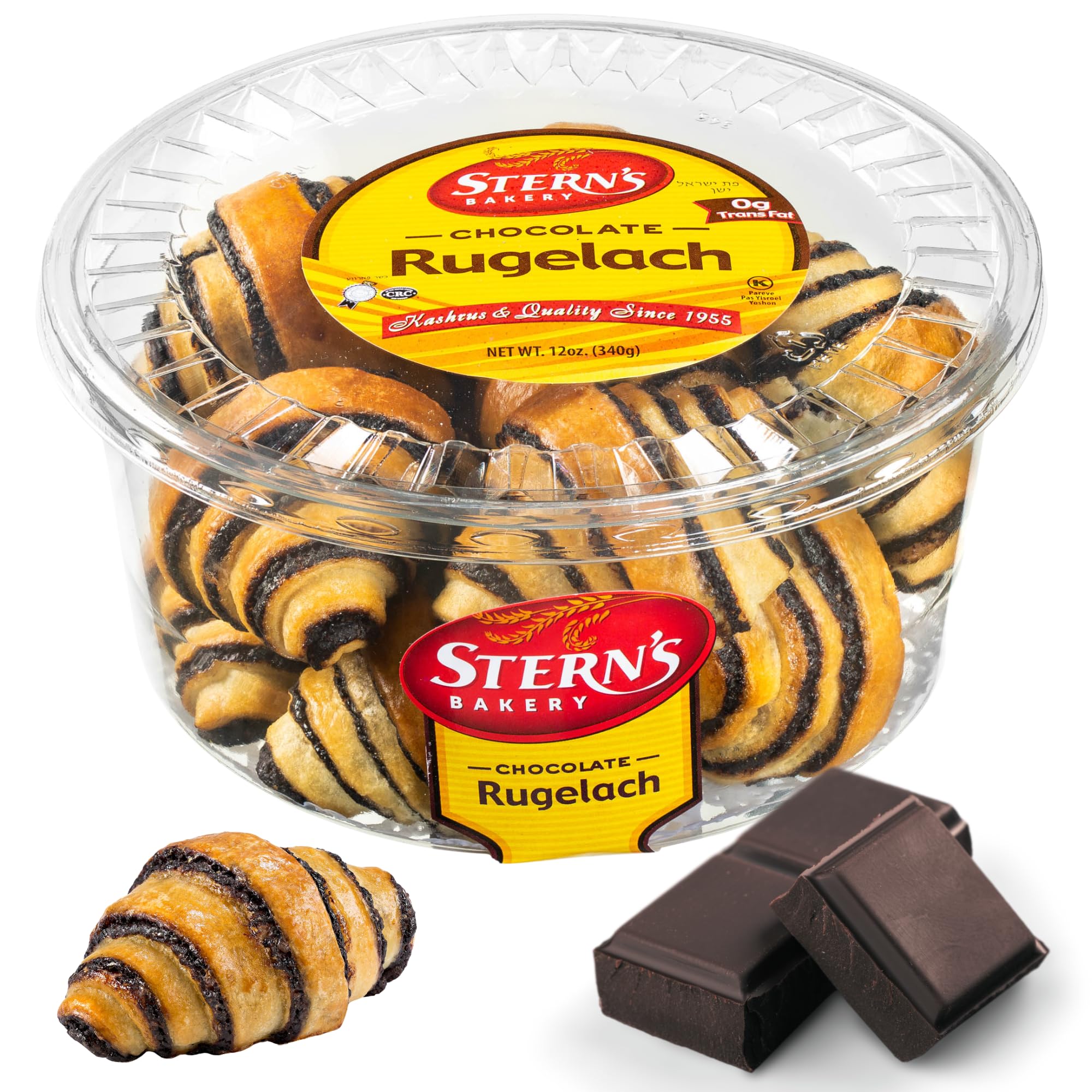 Stern’s Bakery rugelach with chocolate filling, perfect with coffee or tea.