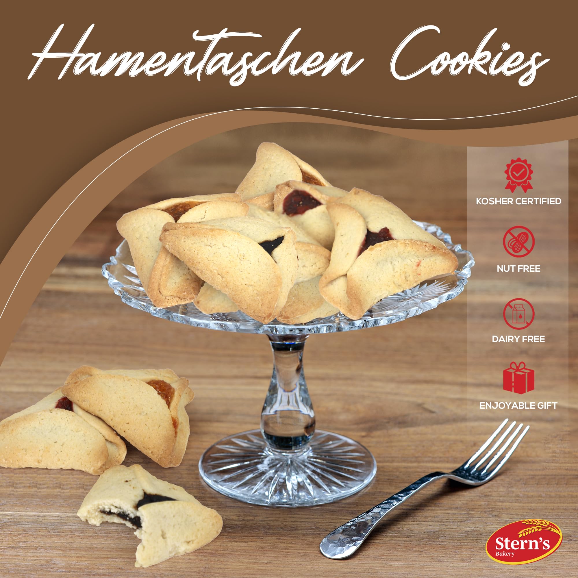 Sterns Bakery twelve count hamentaschen convenient for families and friends at celebrations
