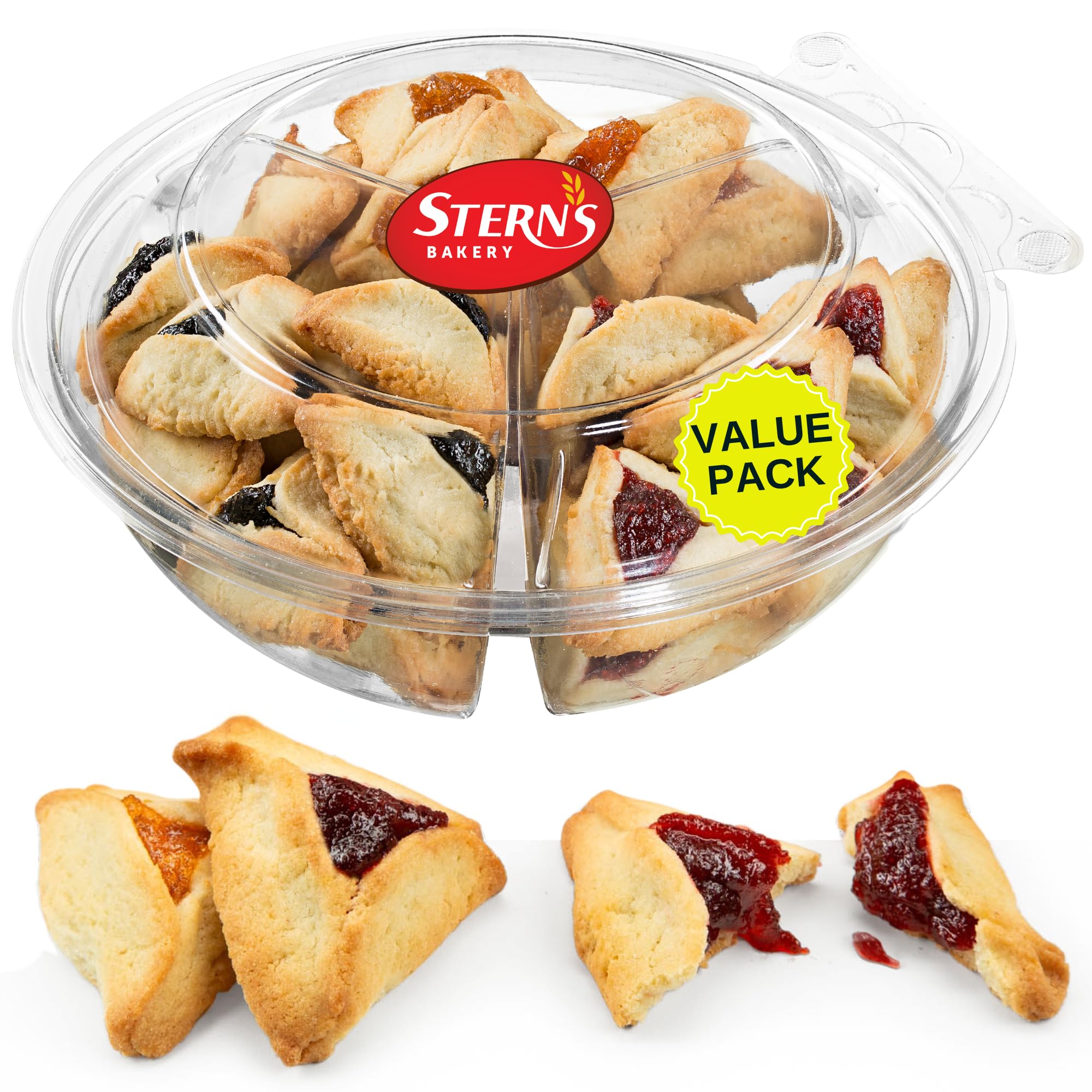 Stern's Bakery hamentaschen raspberry filling cookies for Purim celebrations.