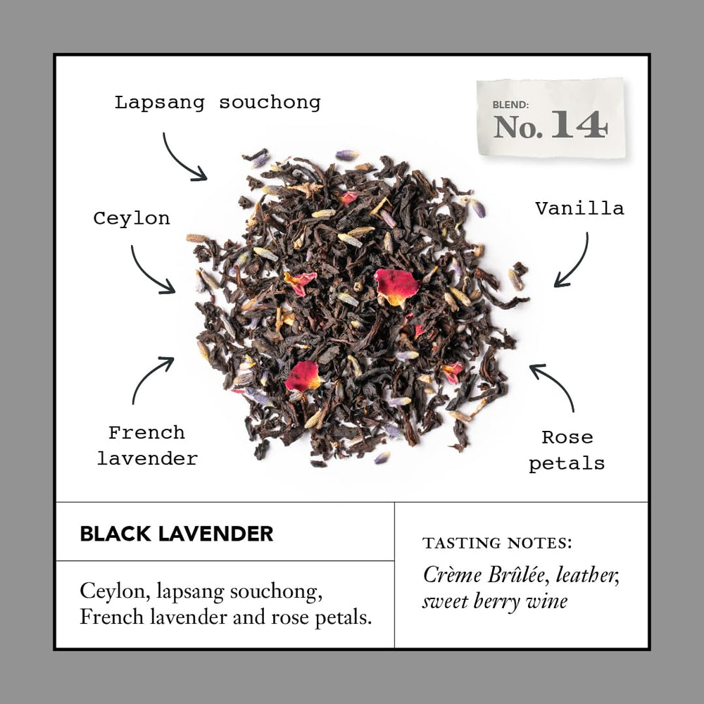 Steven Smith Teamaker Black Lavender No.14 brewed cup highlighting bold aroma and notes