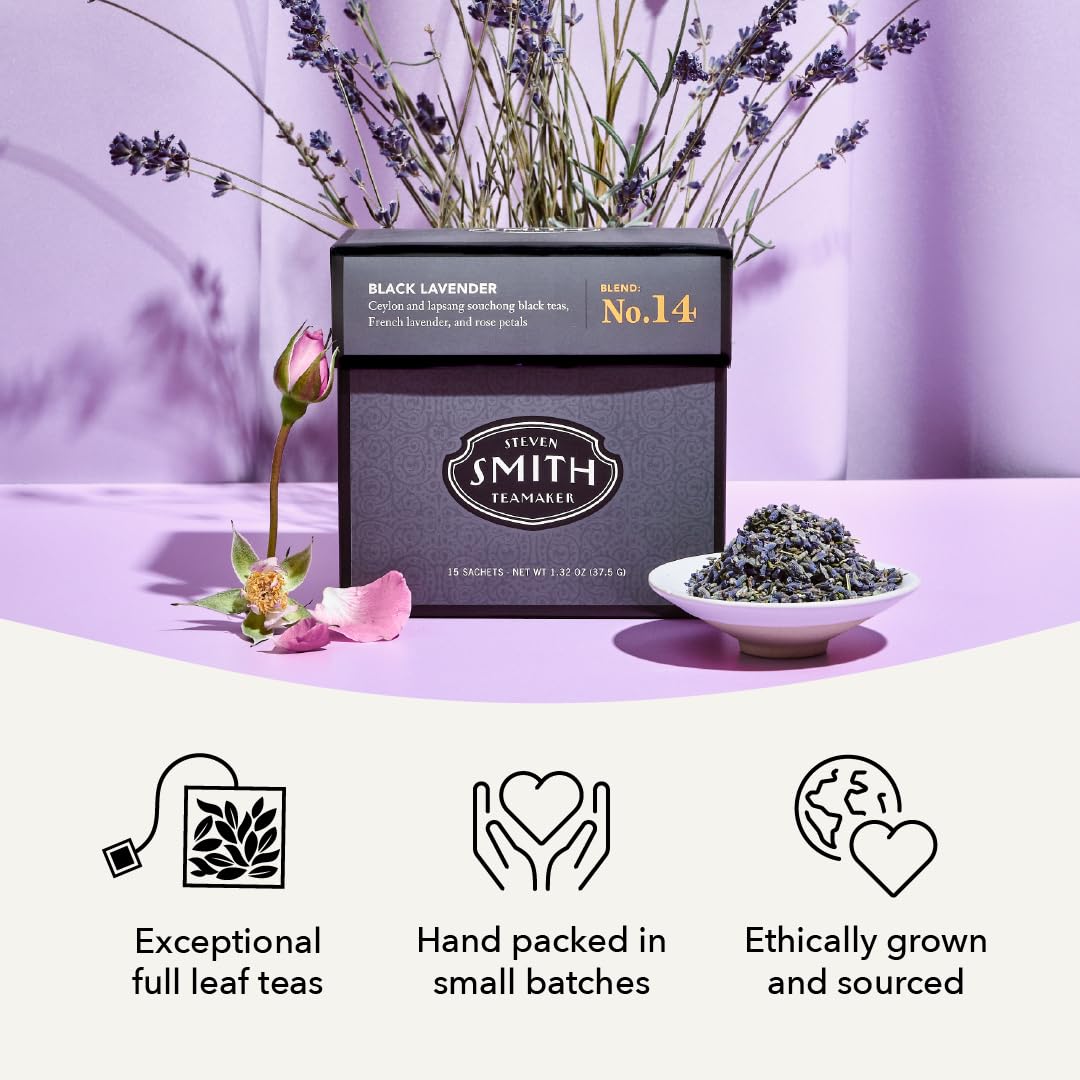 Steven Smith Teamaker Black Lavender No.14 label design conveys craftsmanship