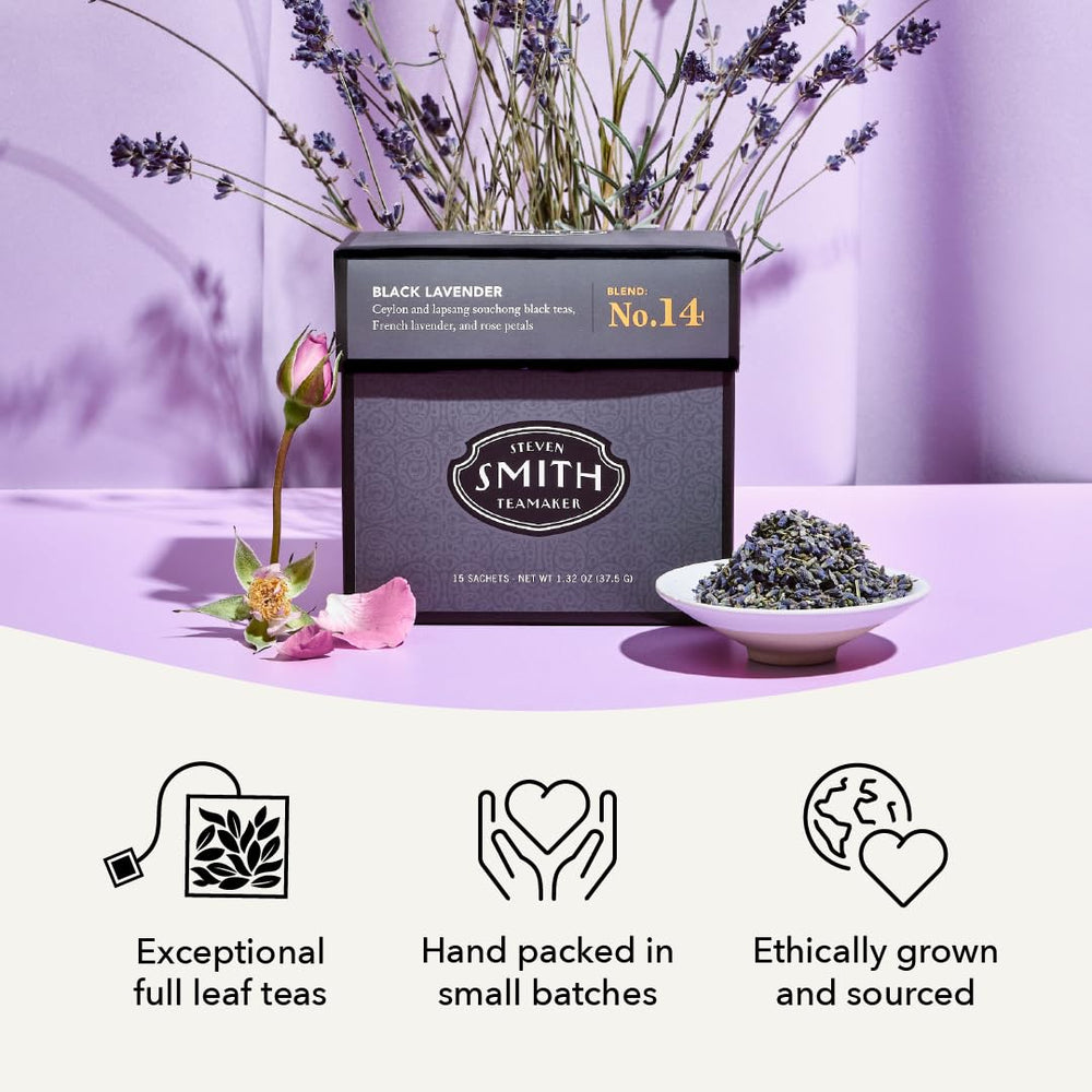 Steven Smith Teamaker Black Lavender No.14 label design conveys craftsmanship