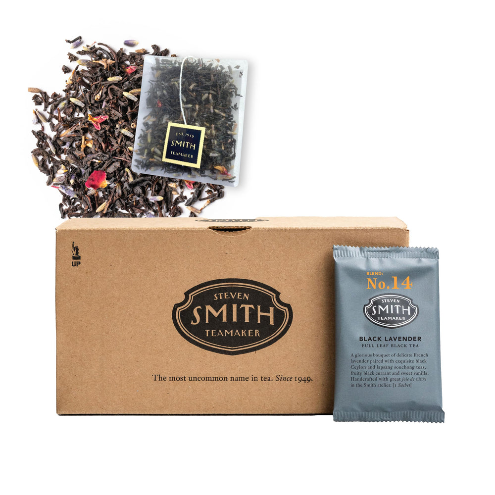 Steven Smith Teamaker Black Lavender No.14 tea bag with lavender and black tea notes for a fragrant cup