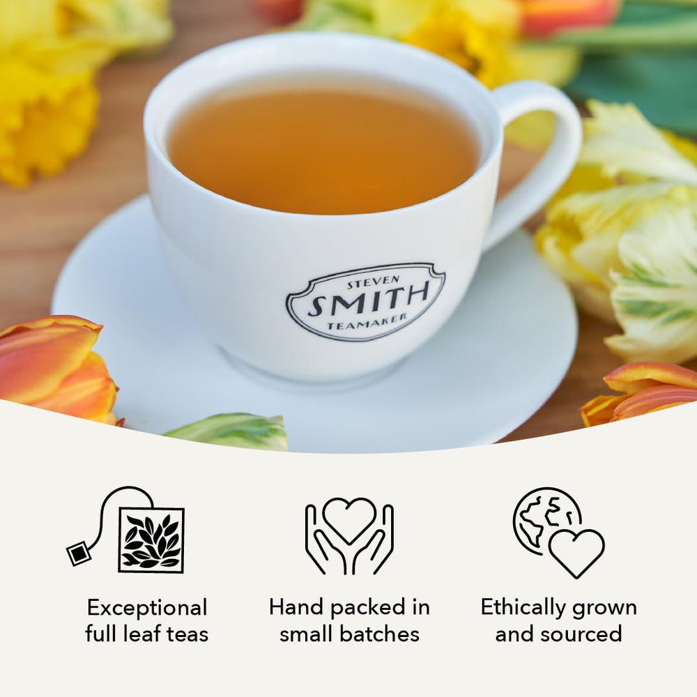 Steven Smith Teamaker Meadow No. 67 plant-based, compostable sachets support sustainability.