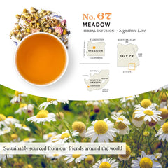 Steven Smith Teamaker Meadow No. 67 rooibos-hyssop aroma mingling with chamomile.