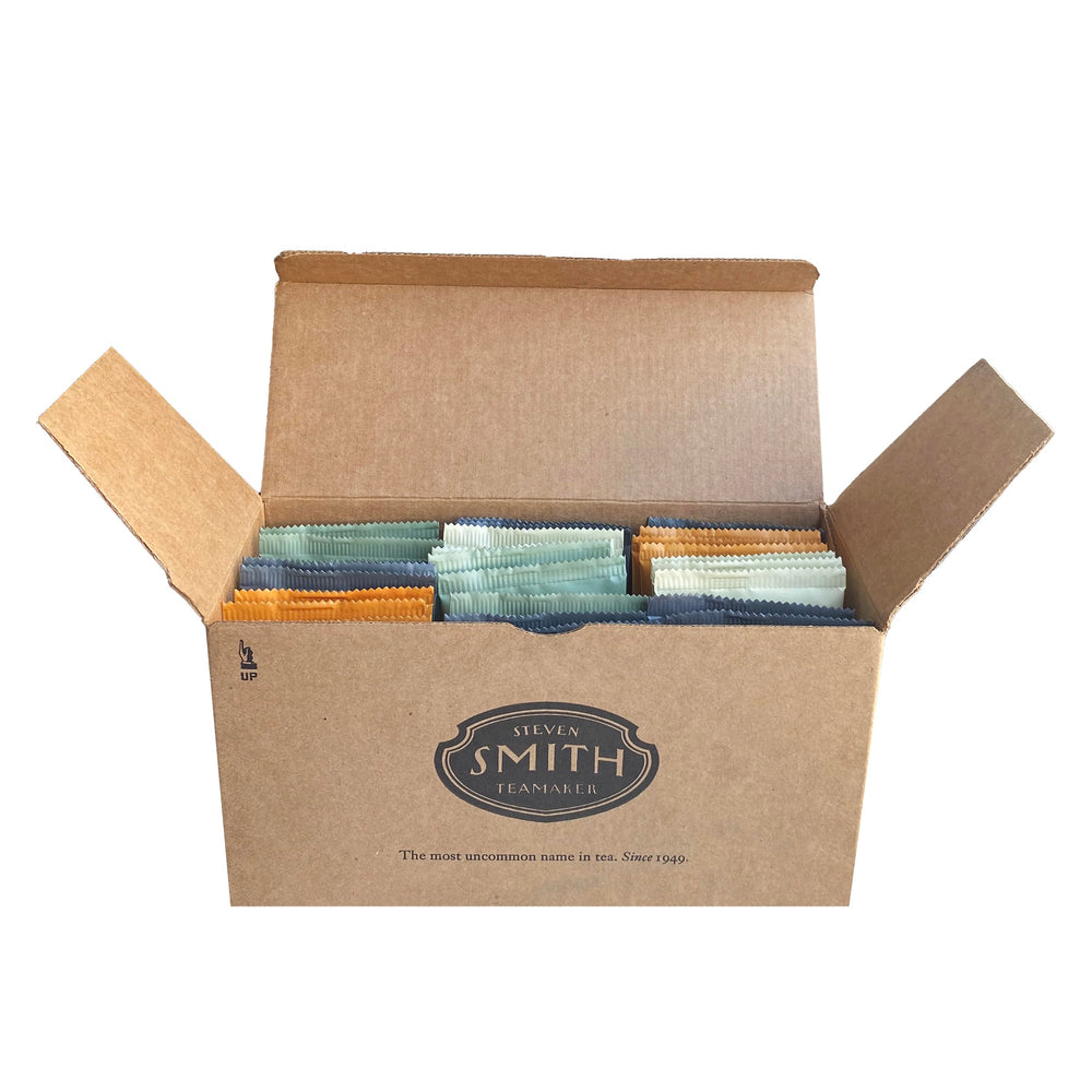 Steven Smith Teamaker Rose City Genmaicha green tea sachets for earthy, balanced flavors.
