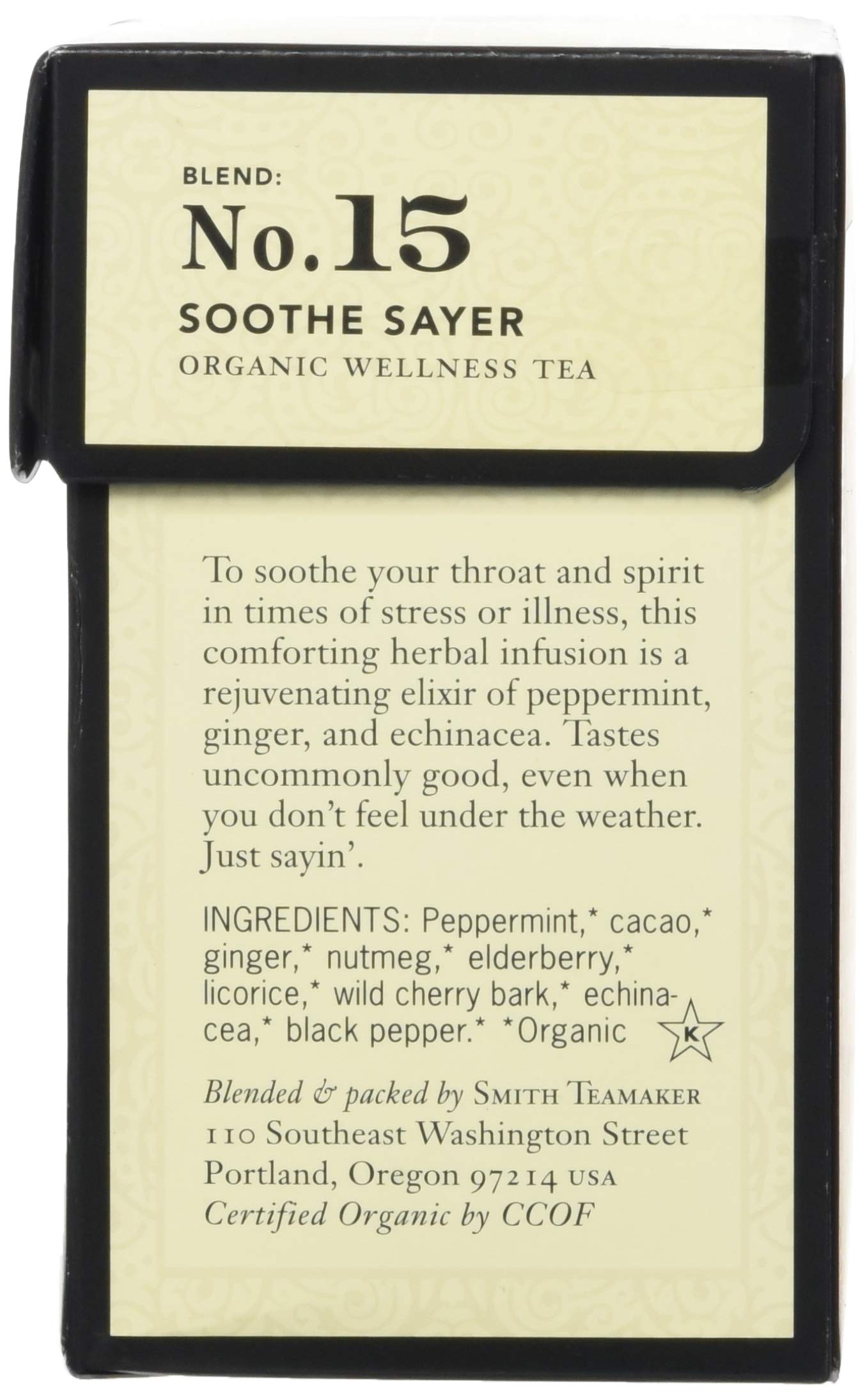 Peppermint, ginger, and echinacea ingredients form a calming herbal infusion.