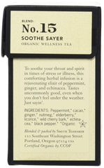 Peppermint, ginger, and echinacea ingredients form a calming herbal infusion.
