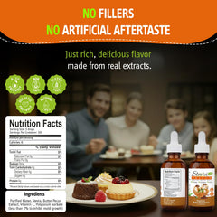 Stevia Select butter pecan liquid drops provide precise sweetness without sugar