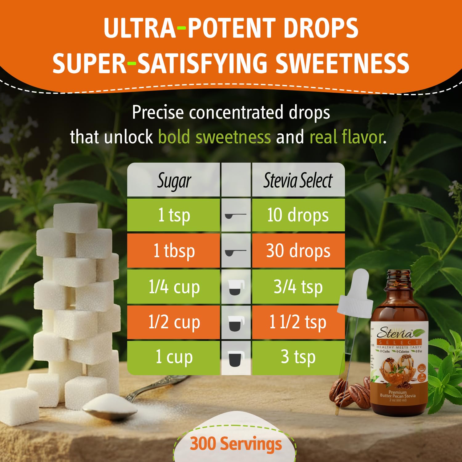 Stevia Select butter pecan drops sweeten tea without artificial aftertaste