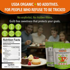Stevia Select scoop demonstrates precise measurement for consistent sweetness.