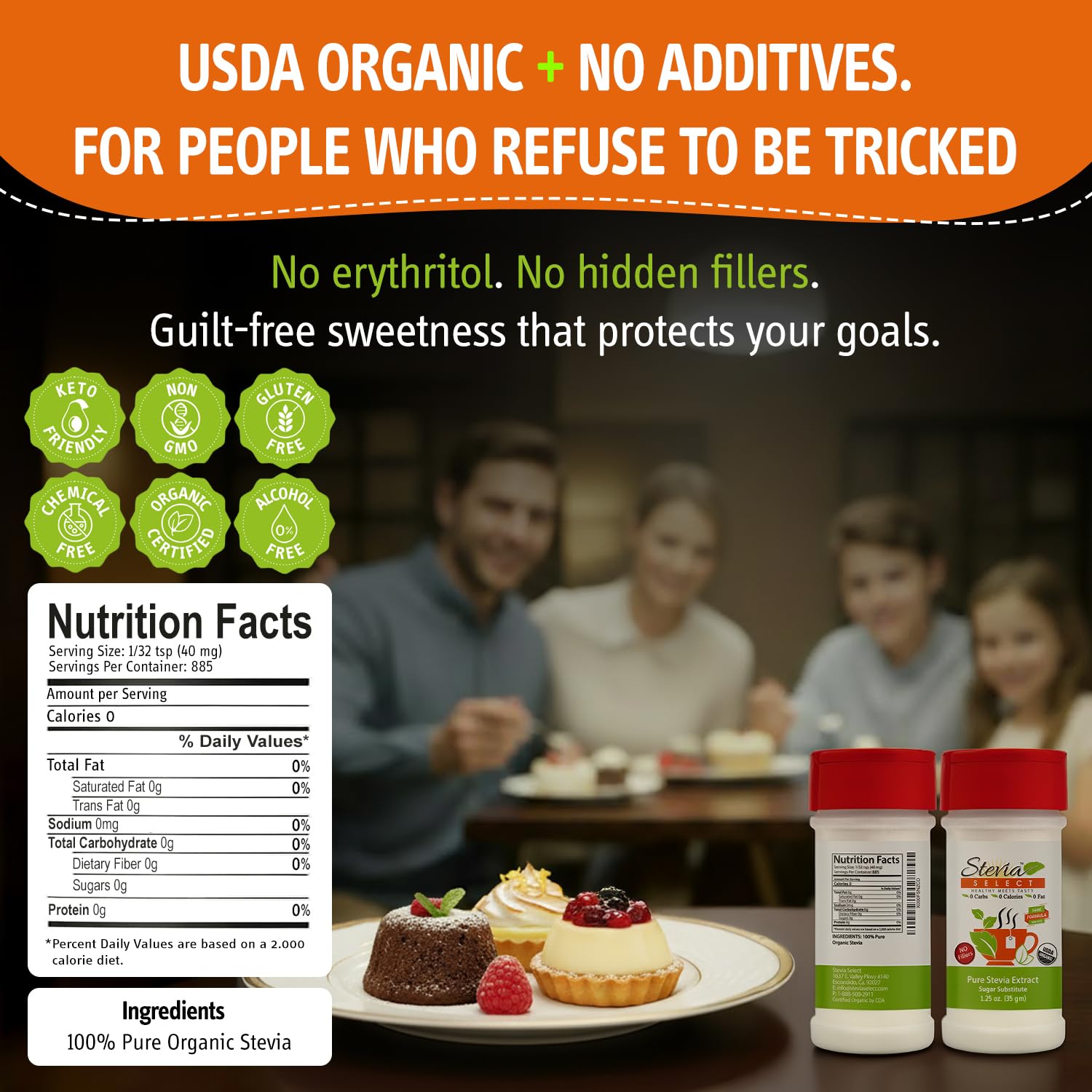 Stevia Select stevia powder dissolving in tea cup for sugar-free flavor