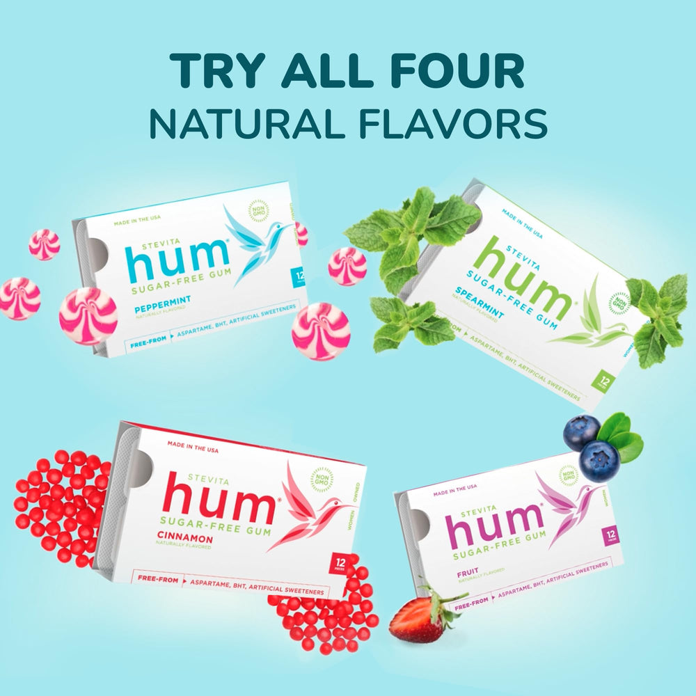 Stevita Hum Peppermint gum family friendly keto friendly chewing option