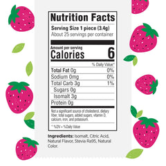 Stevita Sublime Strawberry candies shown in a clear view with a resealable wrapper.